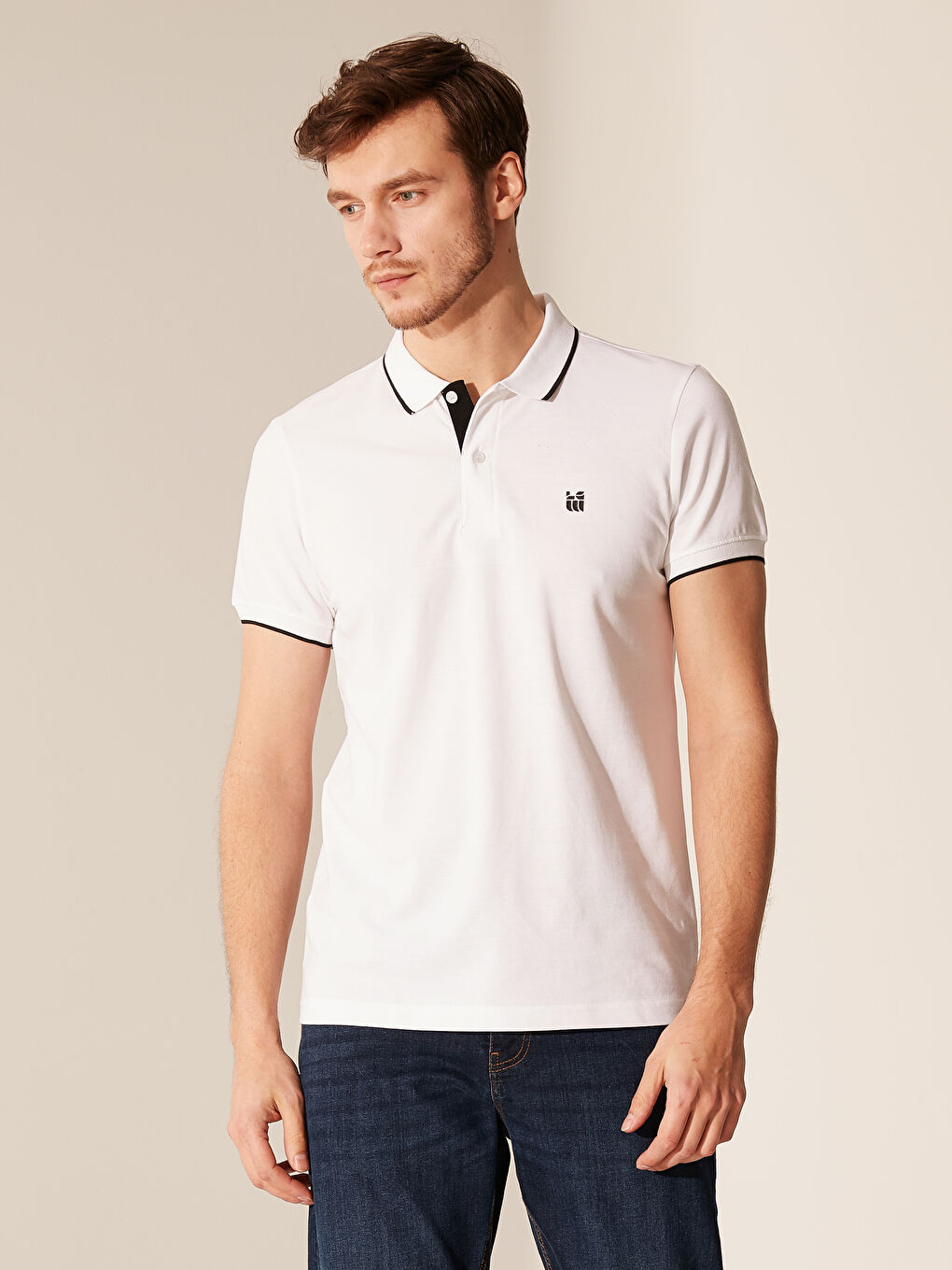 Мужская футболка-поло из пике с короткими рукавами