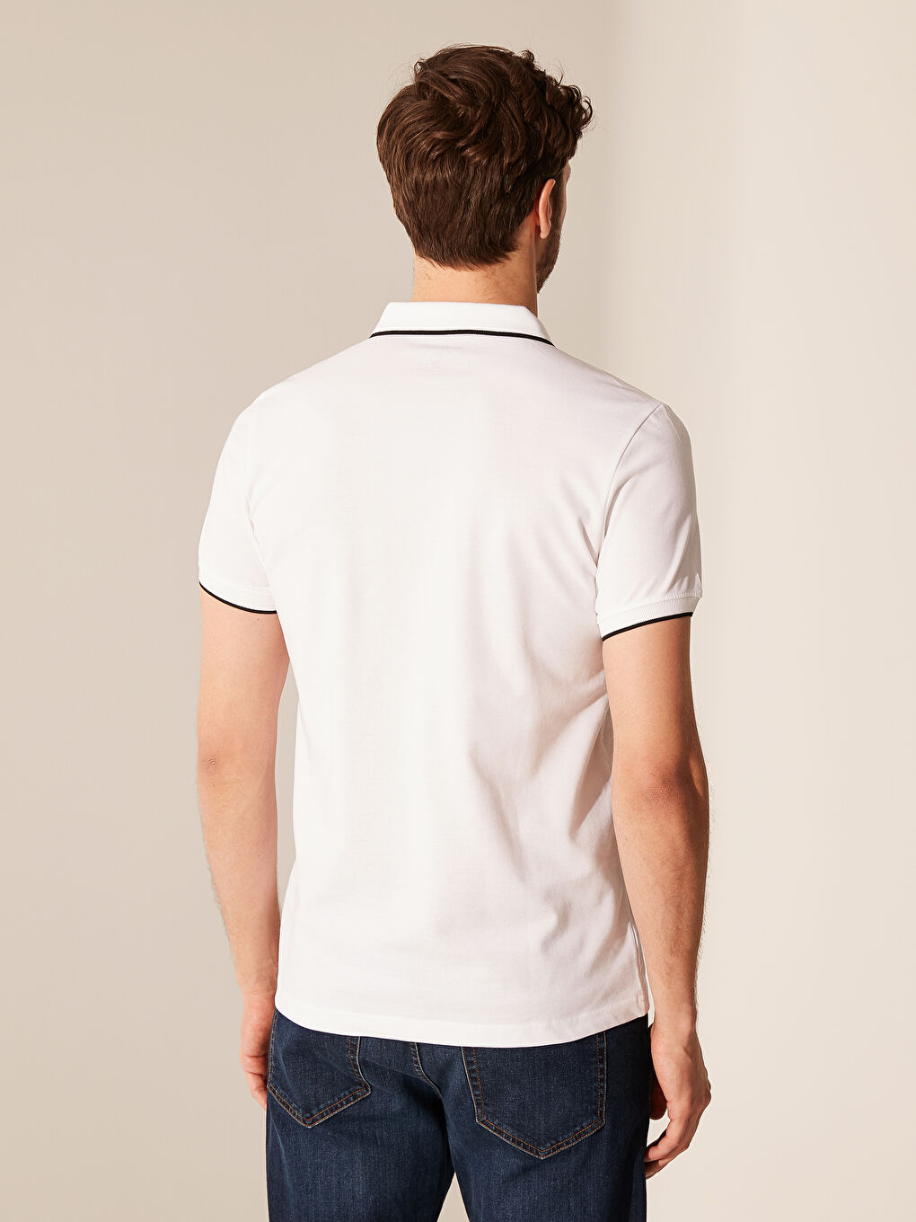 Мужская футболка-поло из пике с короткими рукавами-1
