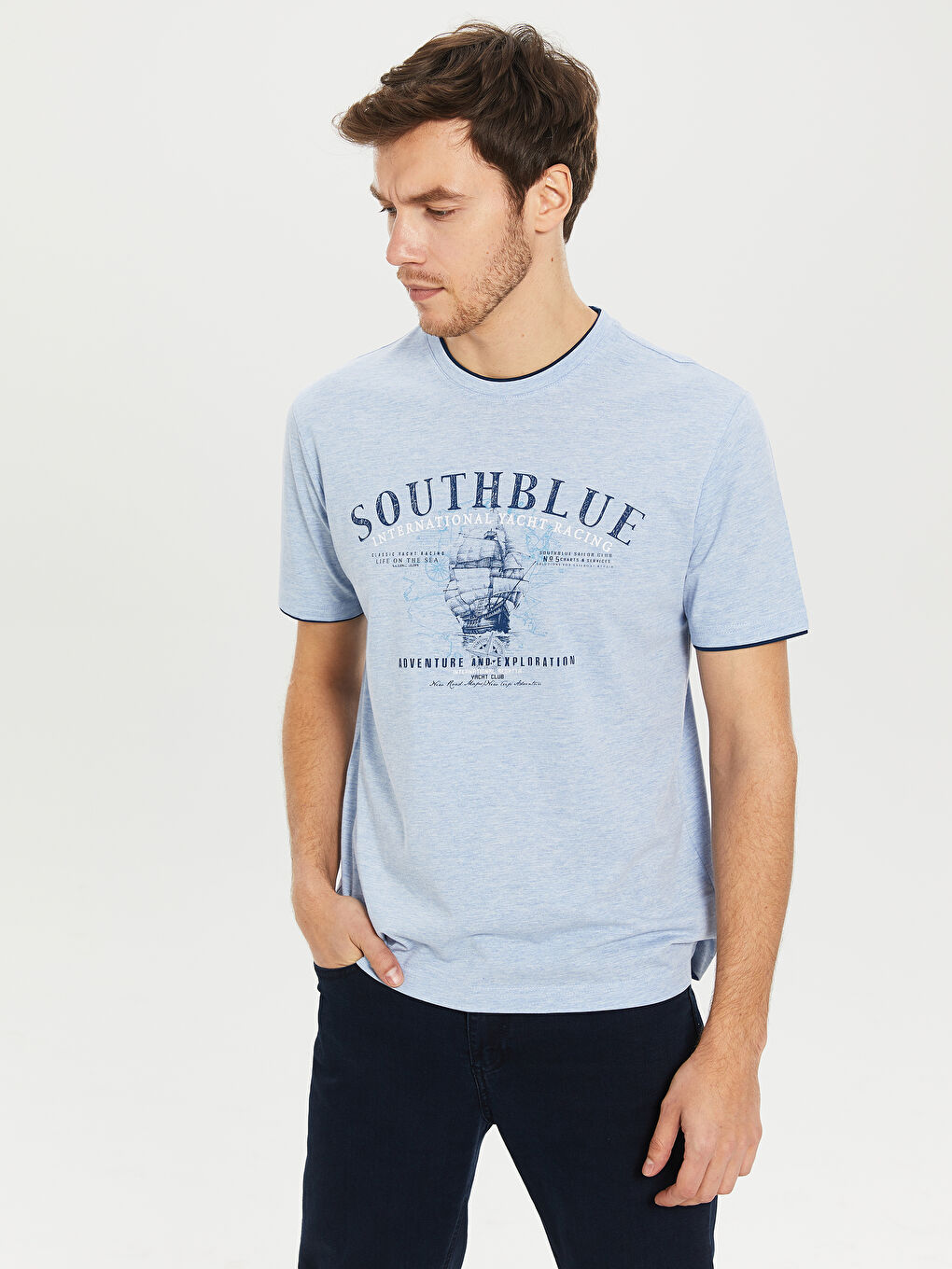 Κοντομάνικη Ανδρική Μπλούζα από Χτενισμένο Βαμβάκι