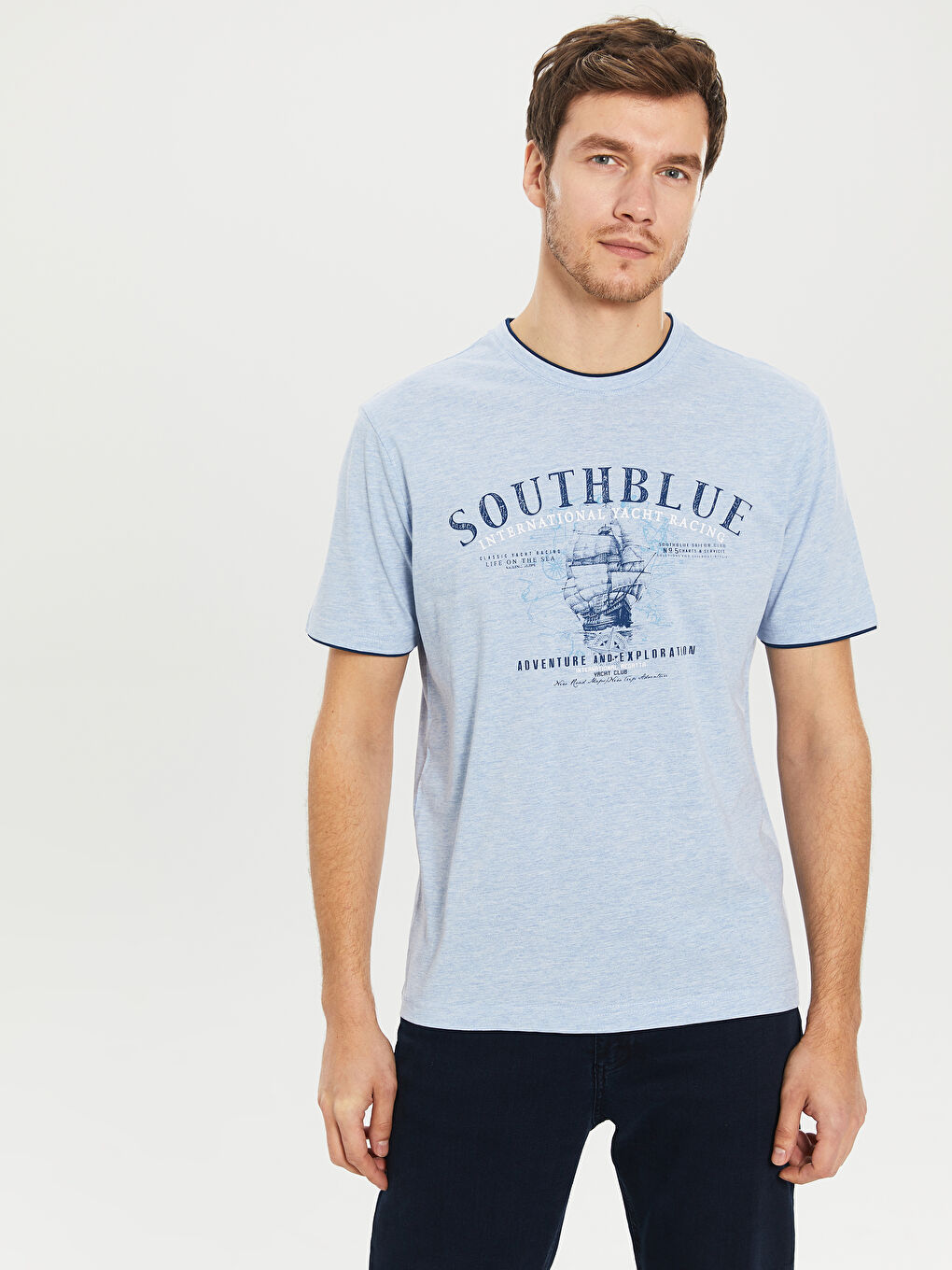 Κοντομάνικη Ανδρική Μπλούζα από Χτενισμένο Βαμβάκι-2