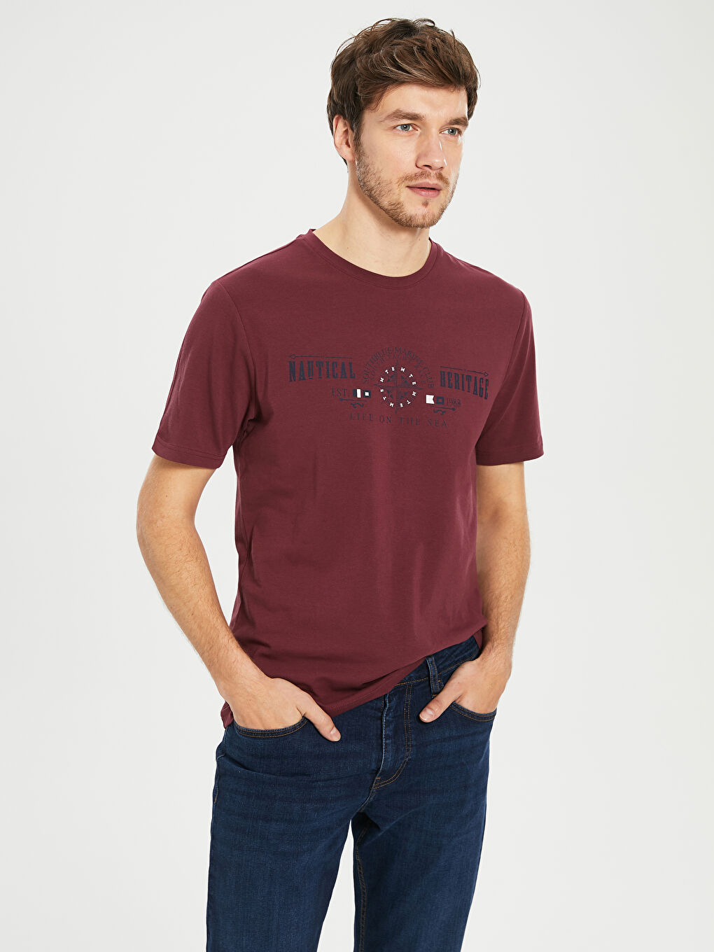 Футболка з коротким рукавом із чесаної бавовни для чоловіків-1