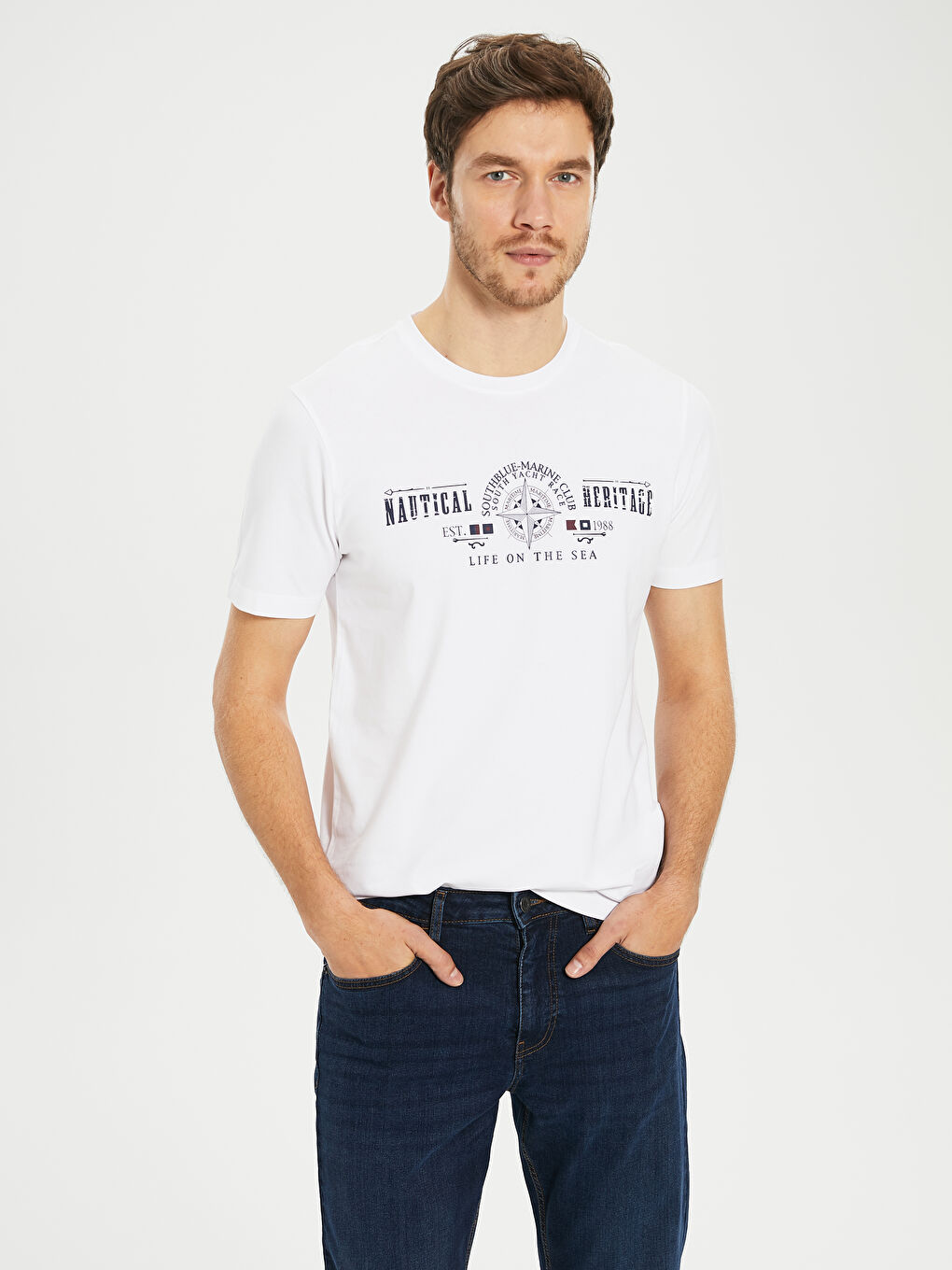 Beyaz Kısa Kollu Penye Erkek Tişört