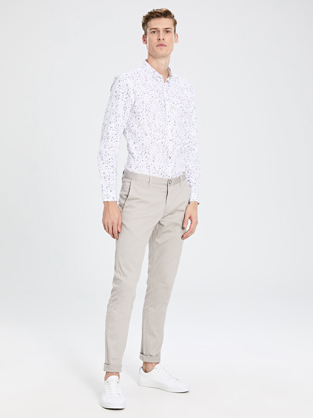 Bej Dar Kalıp Erkek Chino Pantolon