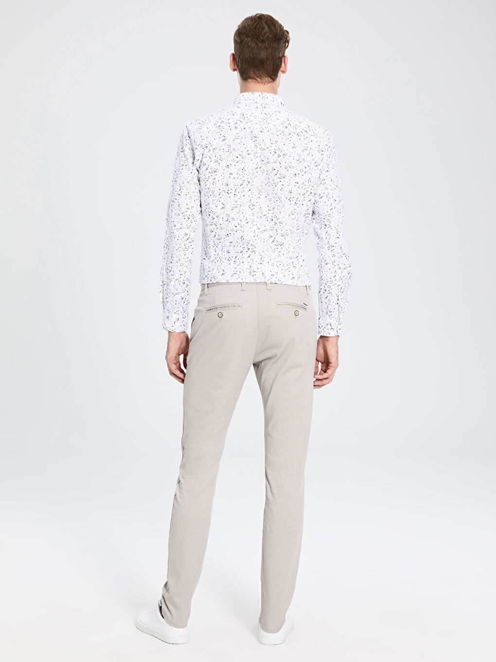 Bej Dar Kalıp Erkek Chino Pantolon-3