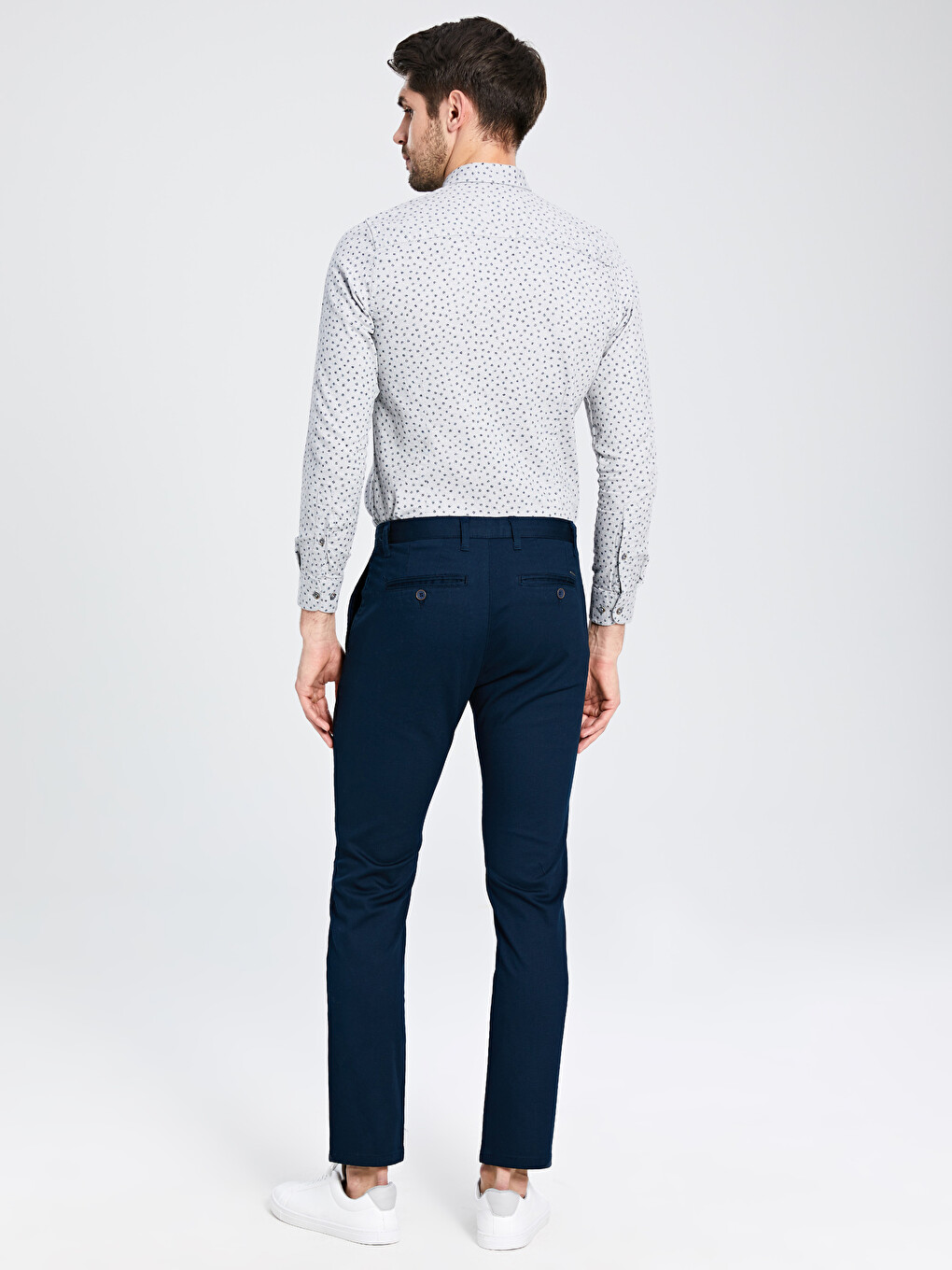 Lacivert Dar Kalıp Erkek Chino Pantolon-2