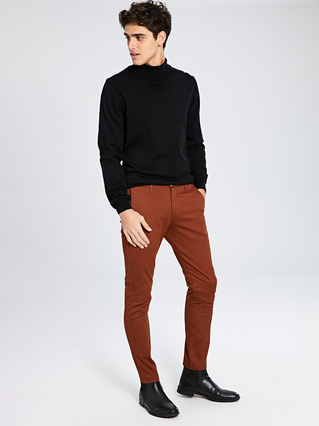 Kırmızı Dar Kalıp Chino Pantolon-1