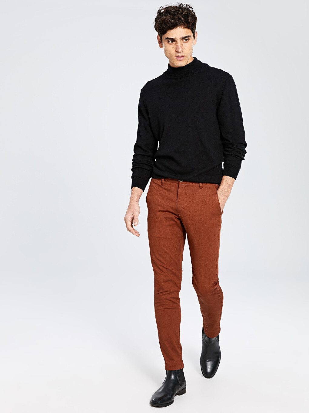 Kırmızı Dar Kalıp Chino Pantolon-2
