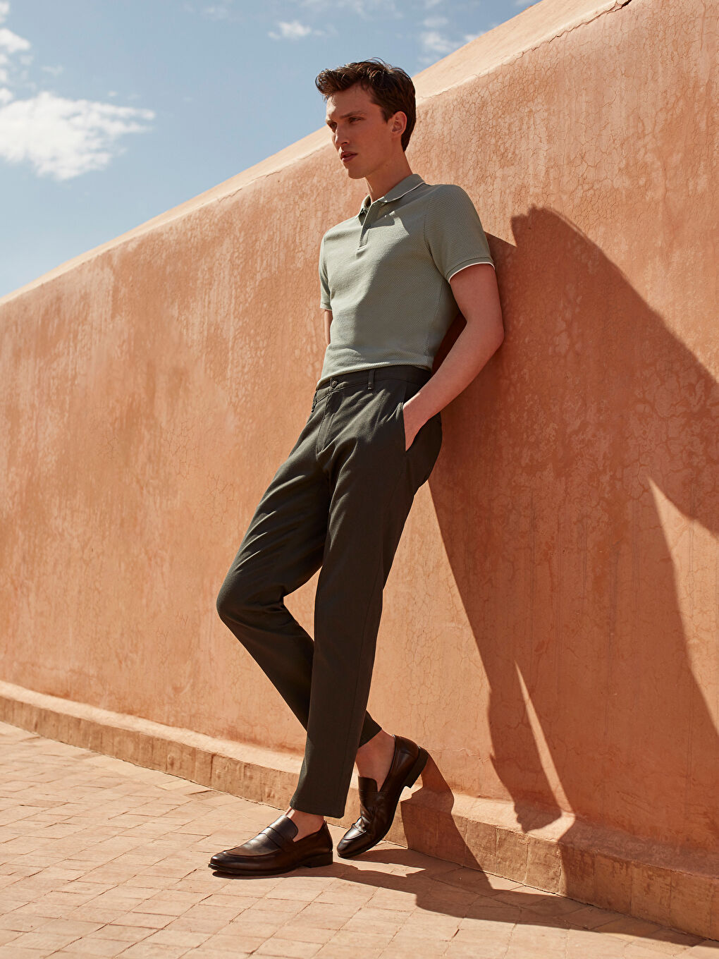 Yeşil Dar Kalıp Chino Pantolon