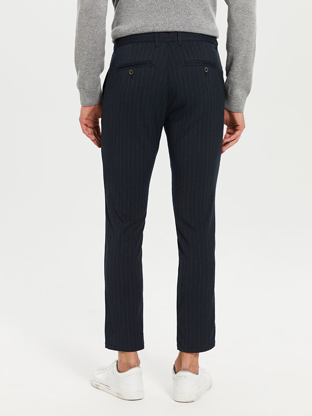 Lacivert Crop Gabardin Erkek Pantolon-4