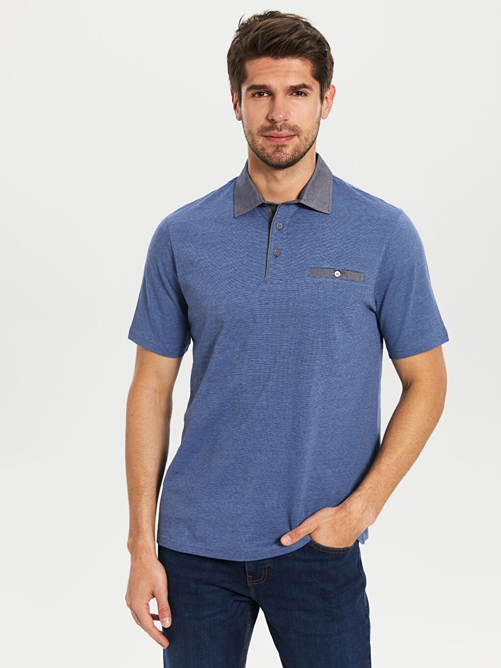 Polo Neck Short Sleeve Jersey Men's T-Shirt