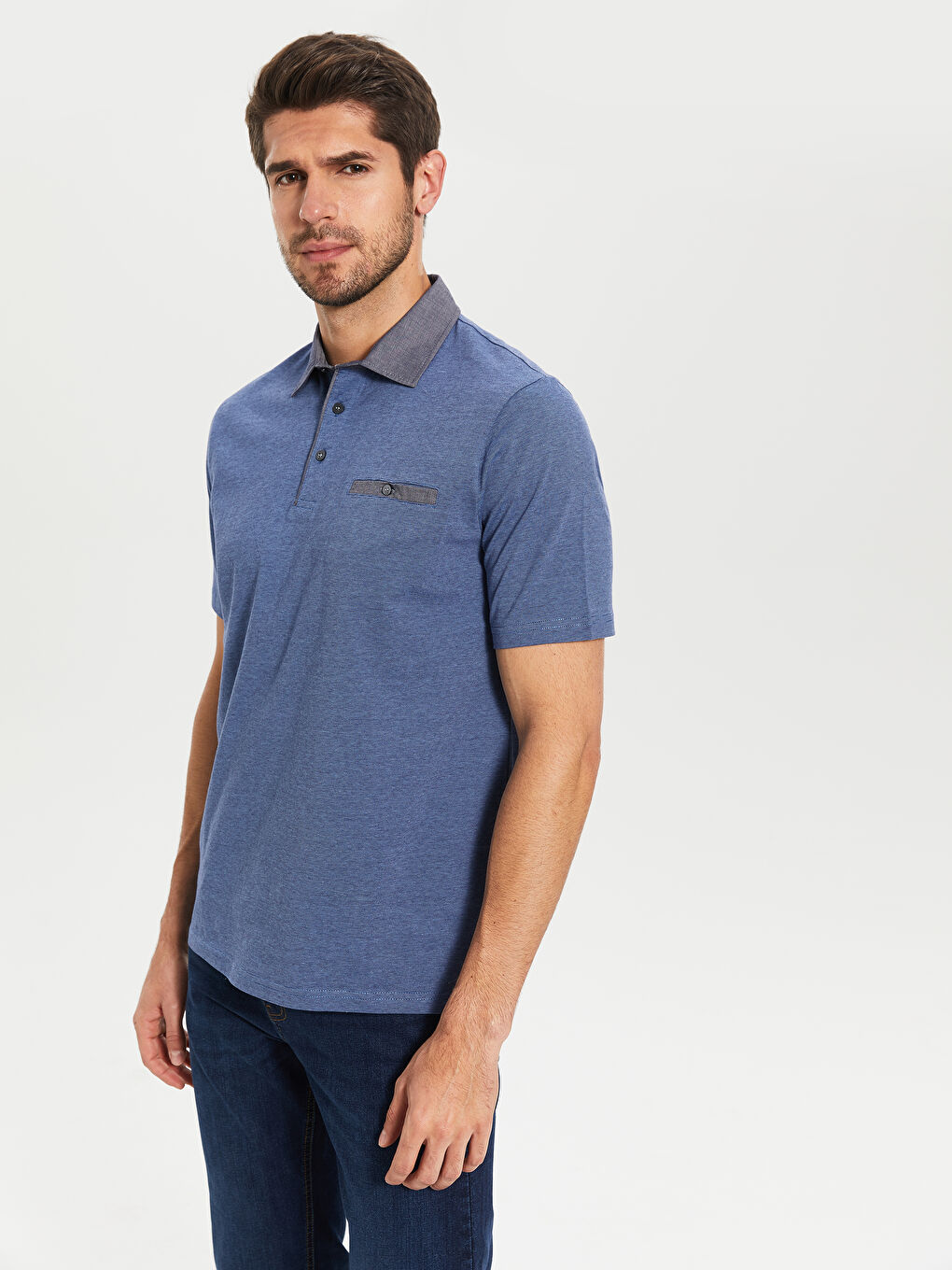 Polo Neck Short Sleeve Jersey Men's T-Shirt-1