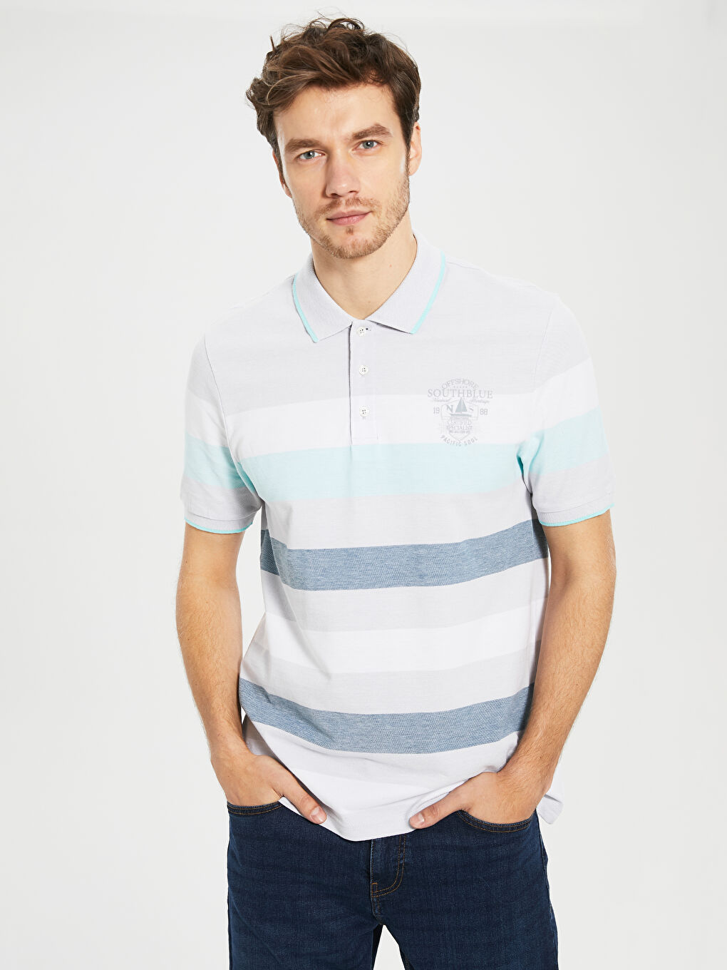 Turkuaz Kısa Kollu Erkek Tişört-1