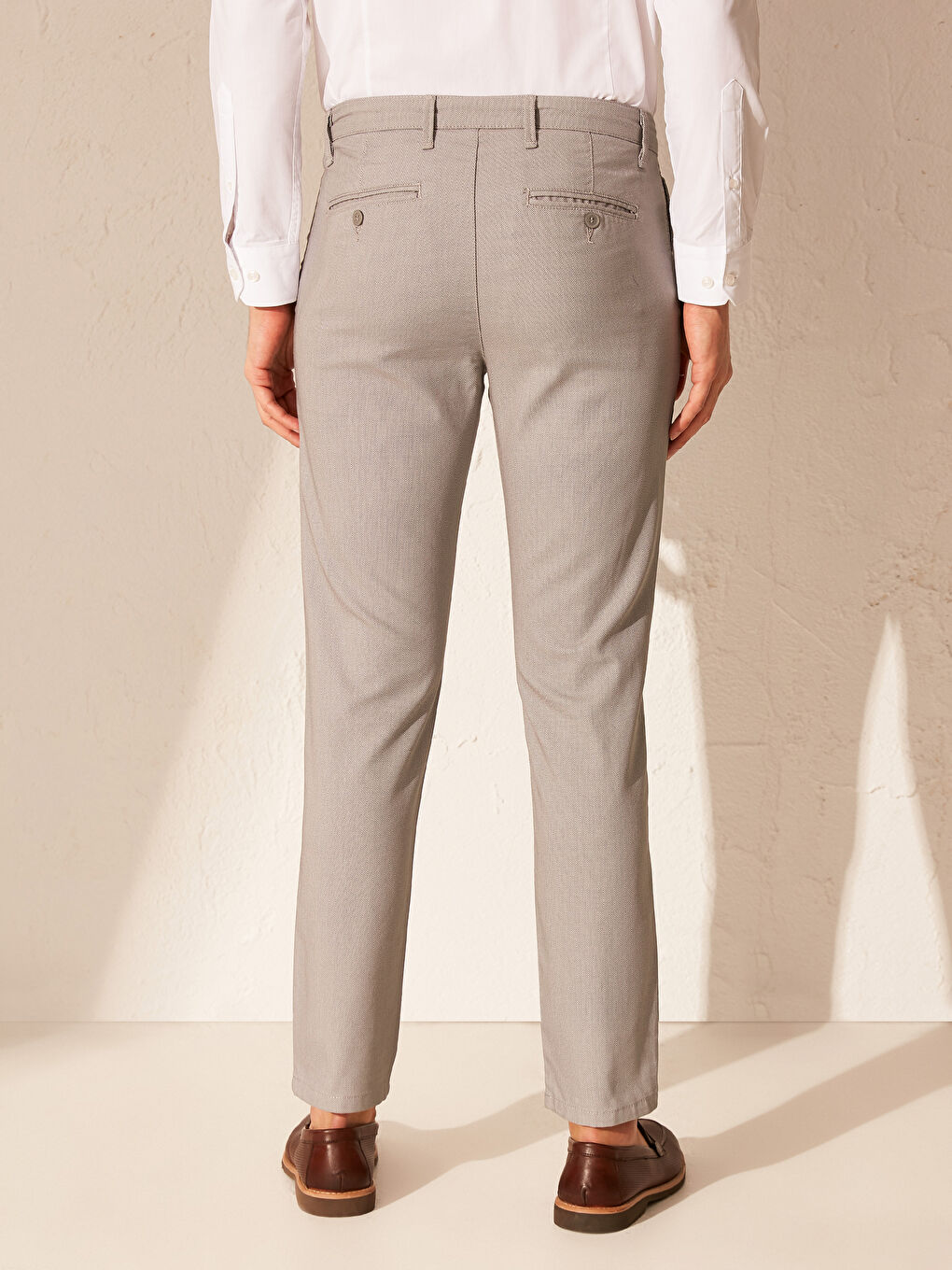 Gri Dar Kalıp Erkek Chino Pantolon-8