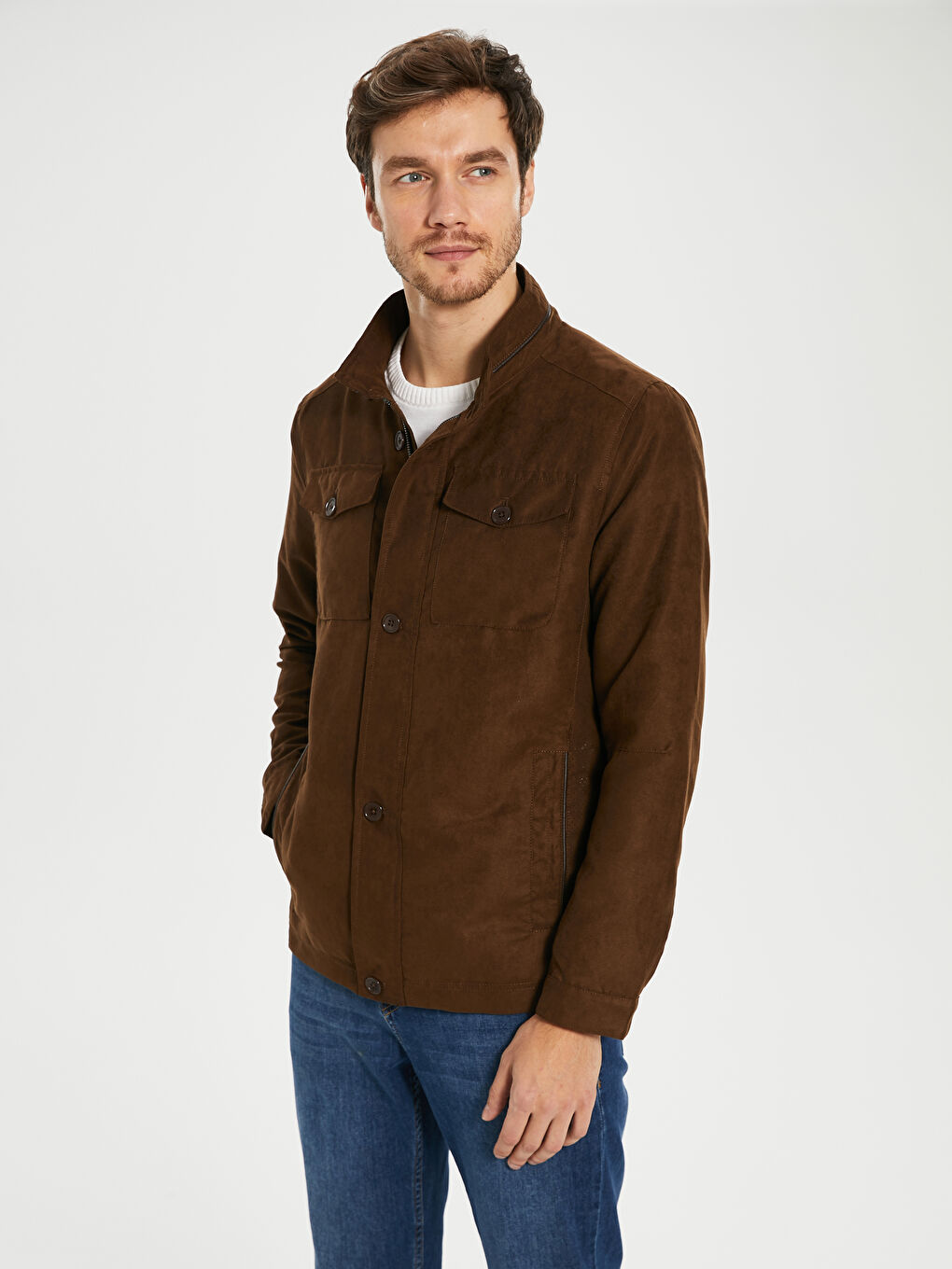 LCWAIKIKI Classic Man BROWN Faux Leather Coat -0S2013Z8-ECD