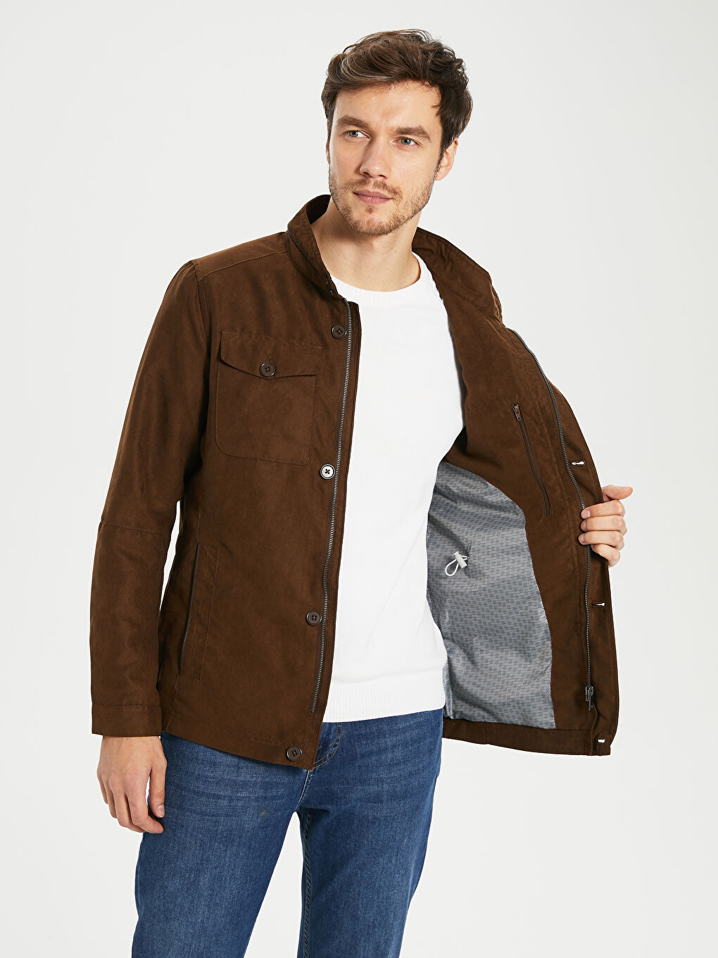 LCWAIKIKI Classic Man BROWN Faux Leather Coat -0S2013Z8-ECD