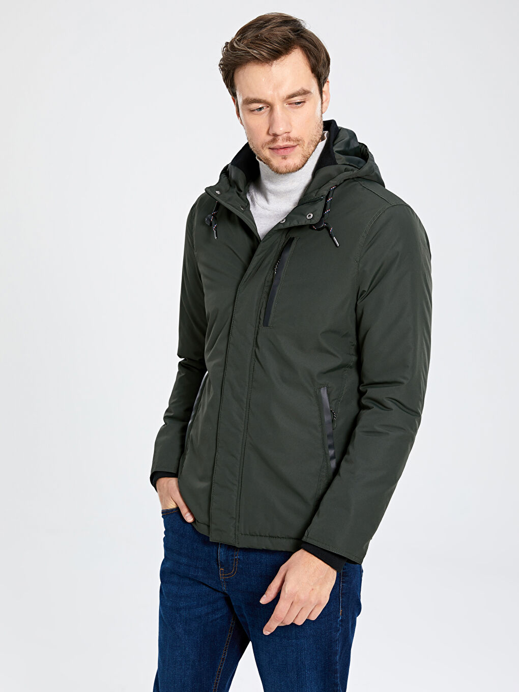 Стандартный мужской дождевик с капюшоном-1