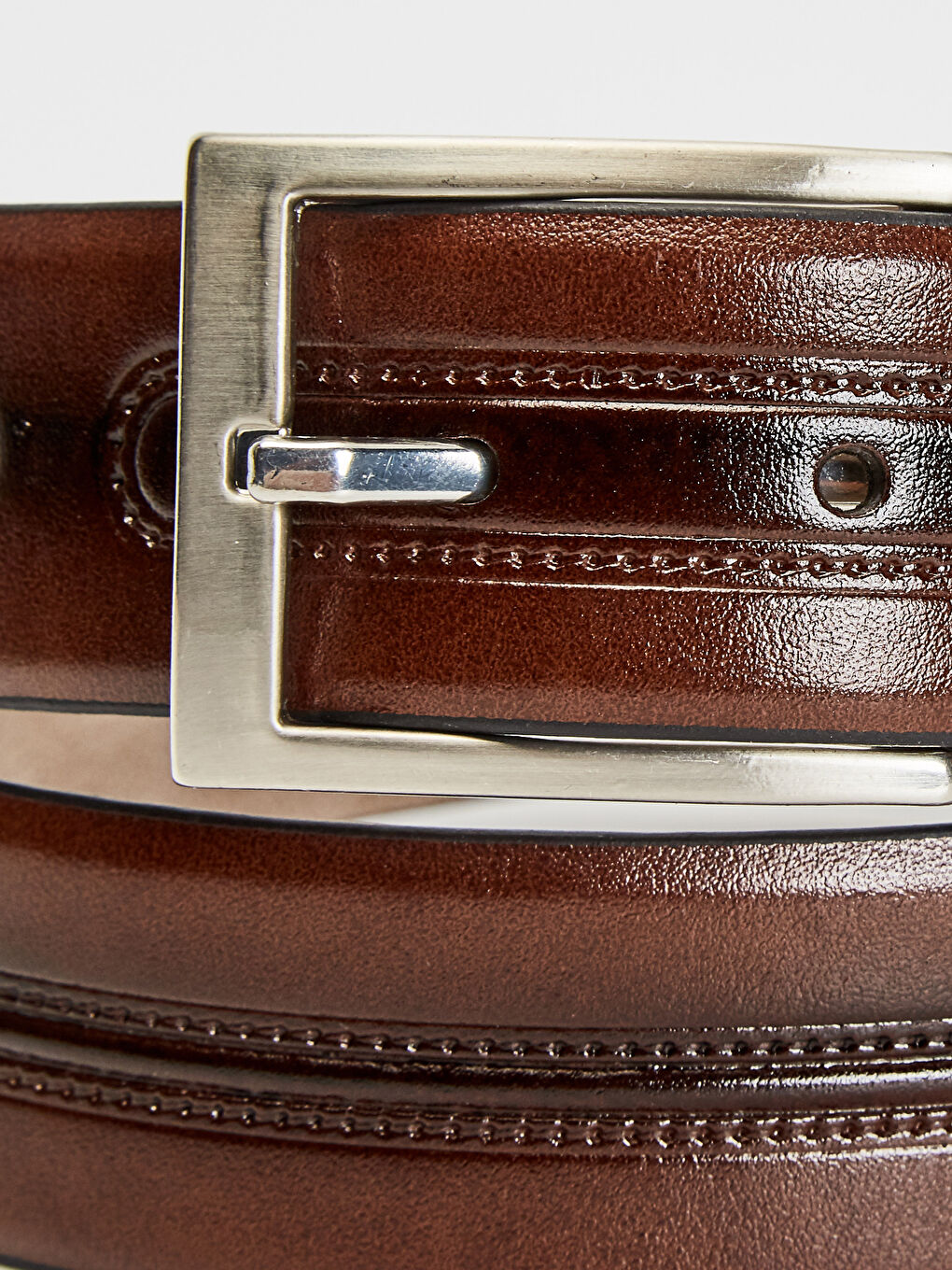 Kahverengi Deri Görünümlü Erkek Chıno Kemer-1