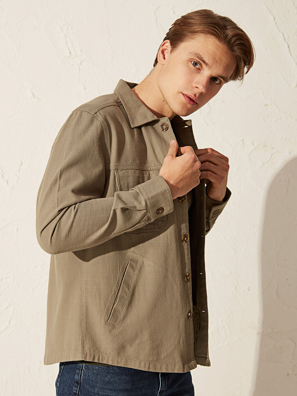 Мужчины Хаки Рубашка-1