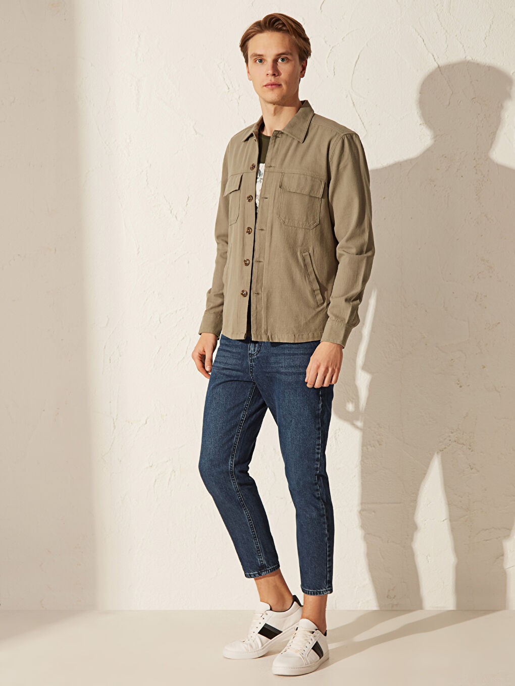 Мужчины Хаки Рубашка-3