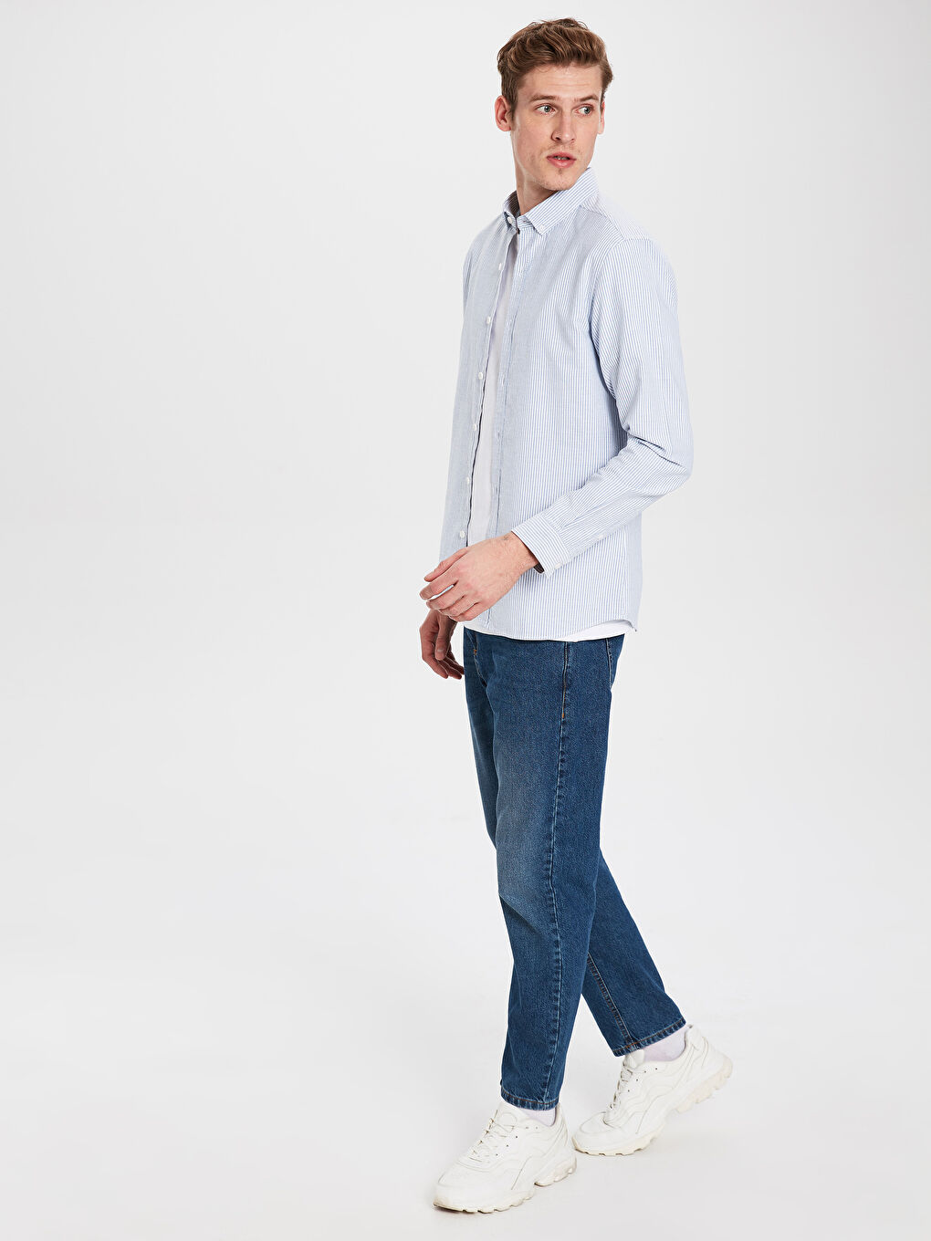 Mavi Poplin Erkek Gömlek-2