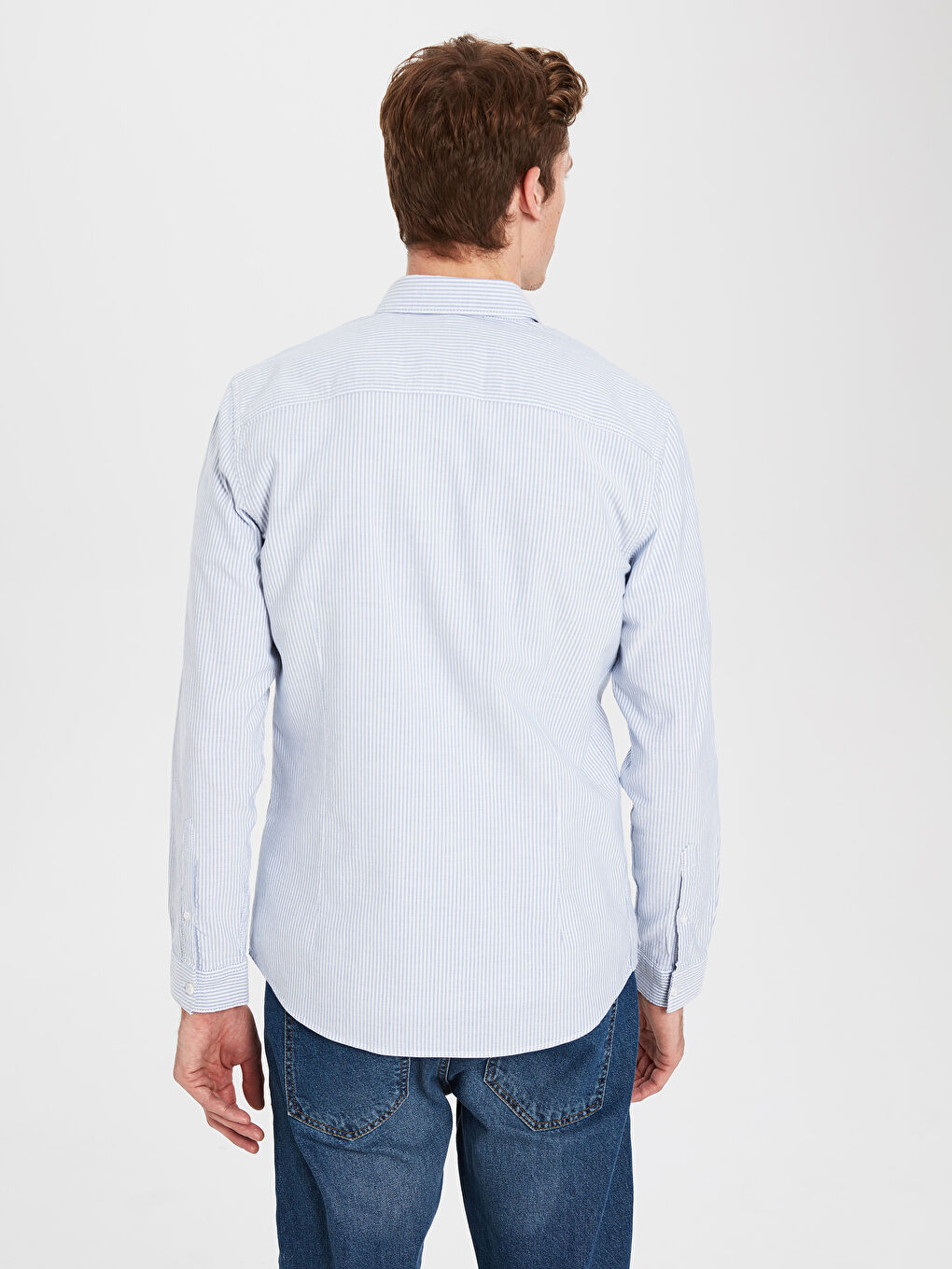 Mavi Poplin Erkek Gömlek-3