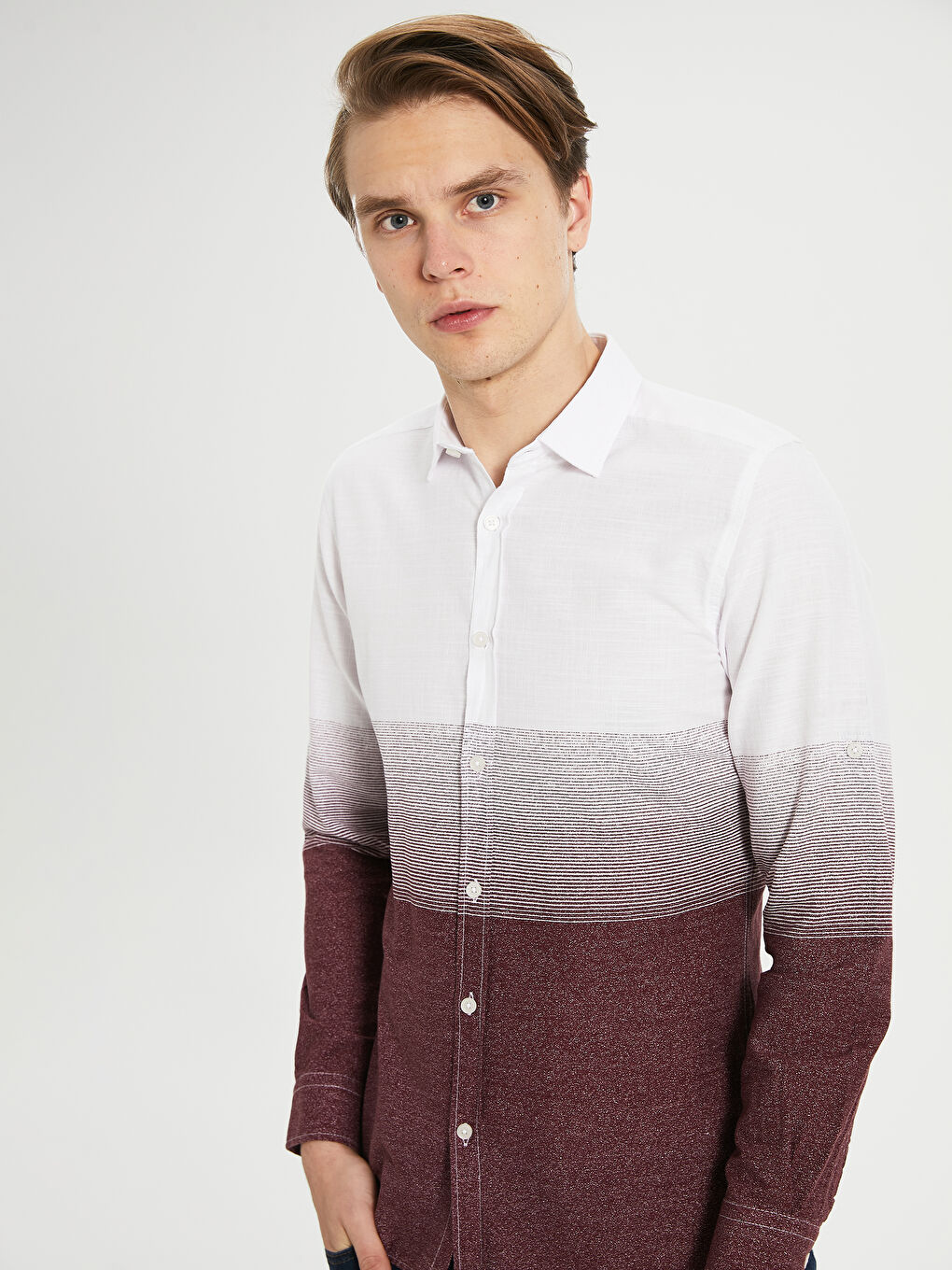 Bordo Poplin Erkek Gömlek-1