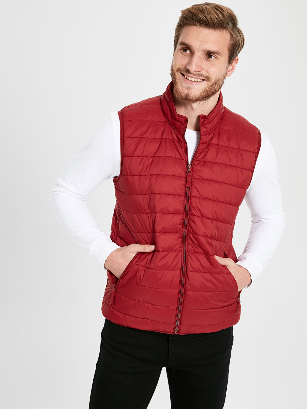 Мужчины Красный Жилет-1