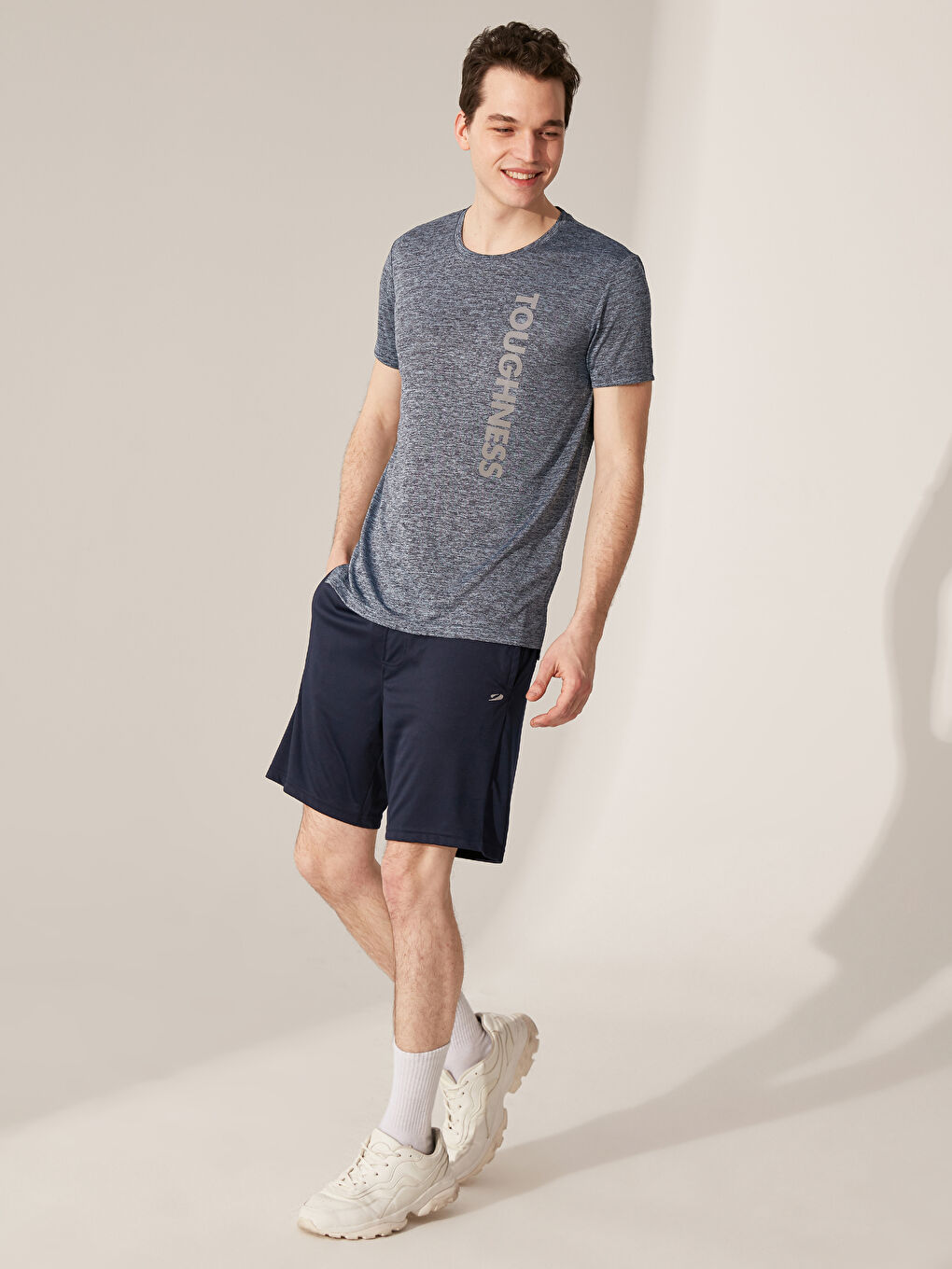 Orta Mavi Spor Tişört-3