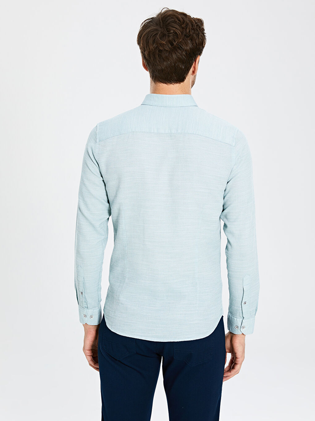 Yeşil Slim Fit Uzun Kollu Erkek Gömlek-3