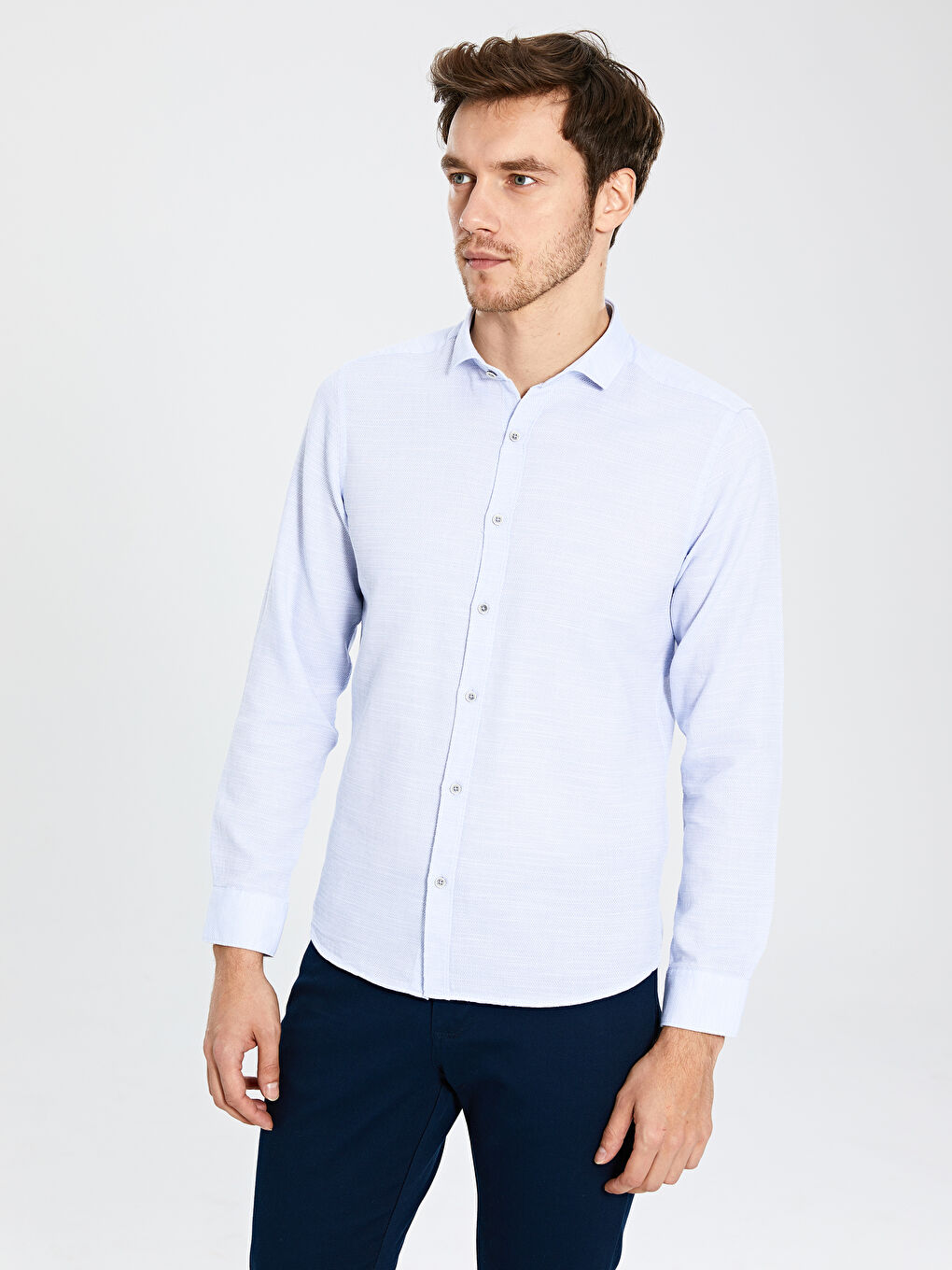 Mavi Slim Fit Uzun Kollu Erkek Gömlek