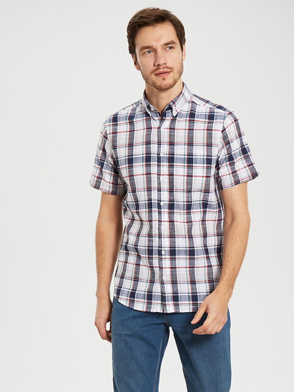 Kırmızı Poplin Erkek Gömlek