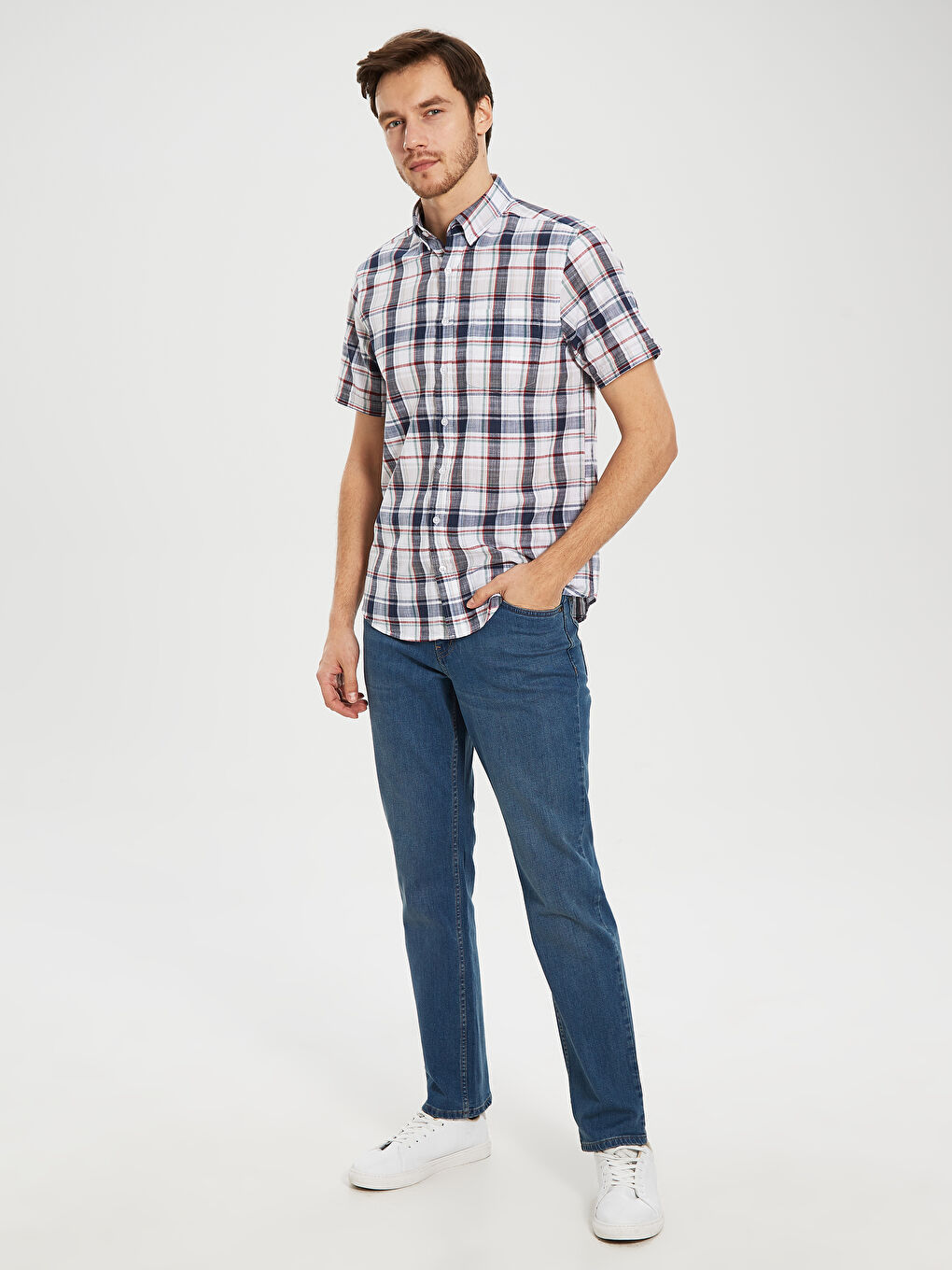 Kırmızı Poplin Erkek Gömlek-3