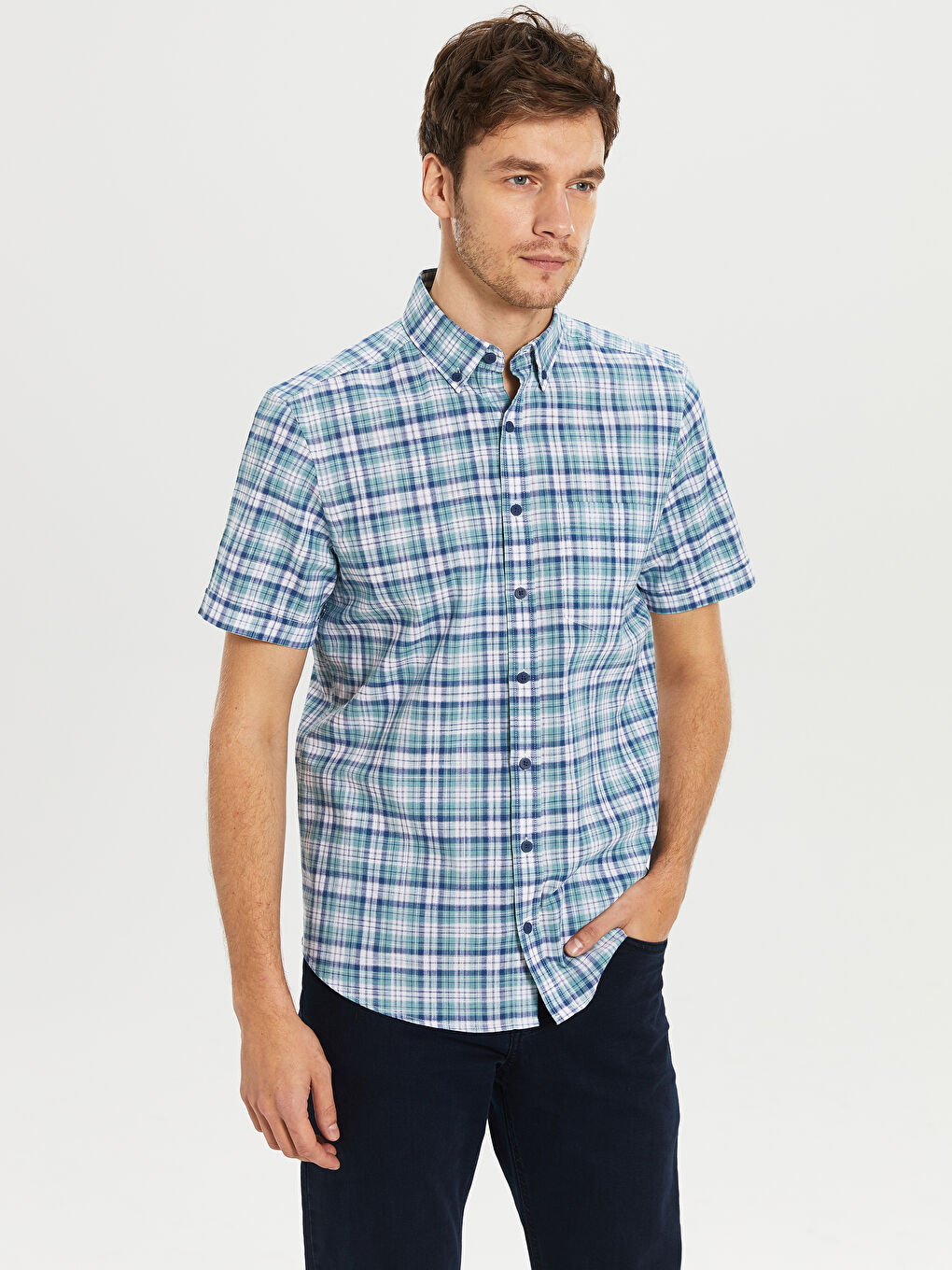 Mat Yeşil Ekoseli Gömlek-1