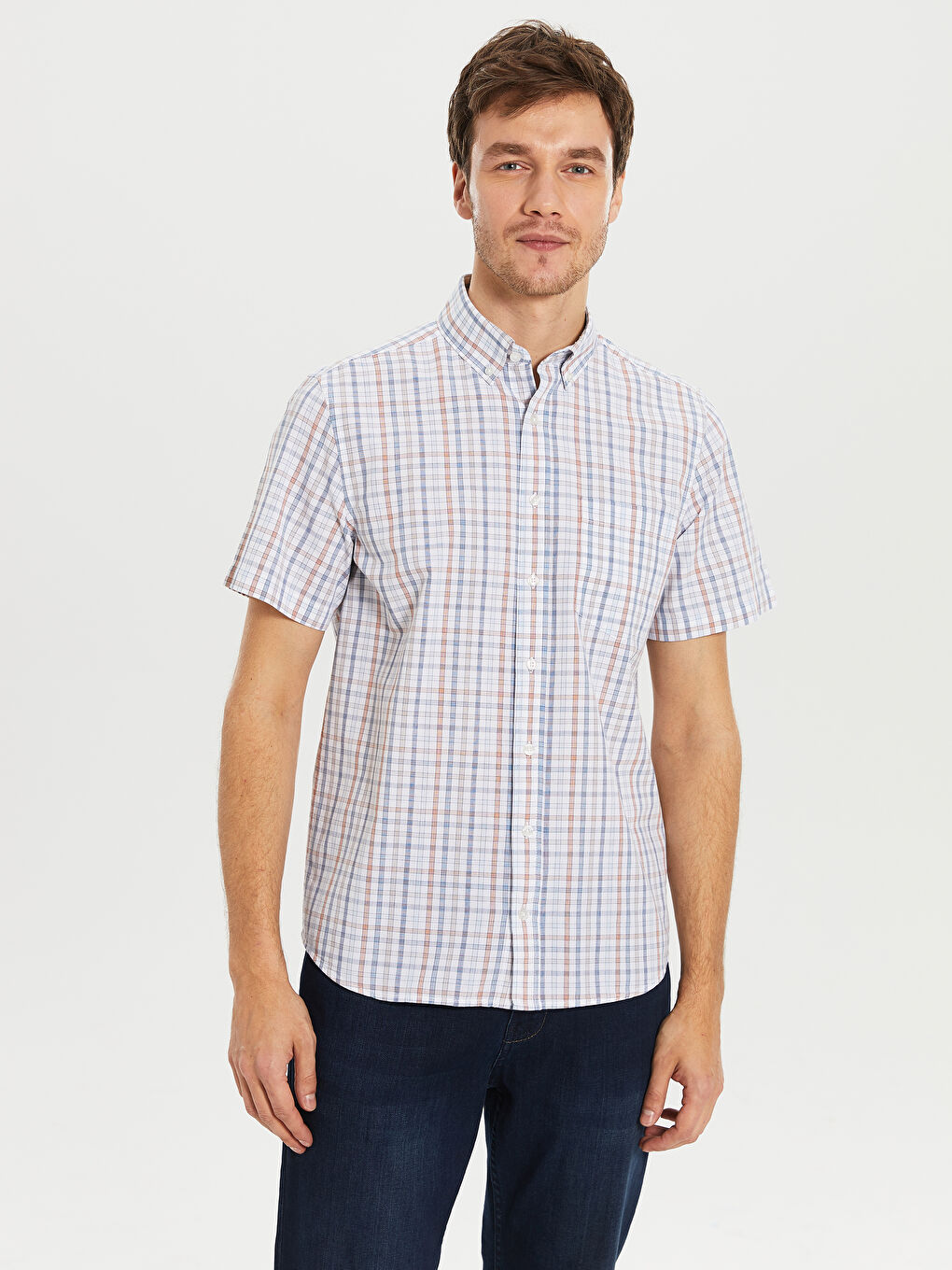 Turuncu Poplin Erkek Gömlek-1