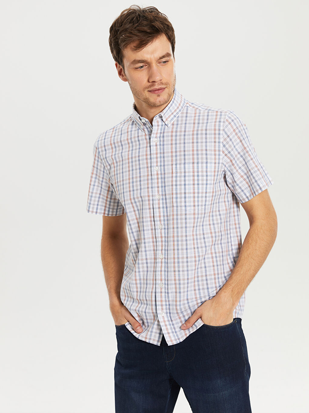 Turuncu Poplin Erkek Gömlek-2