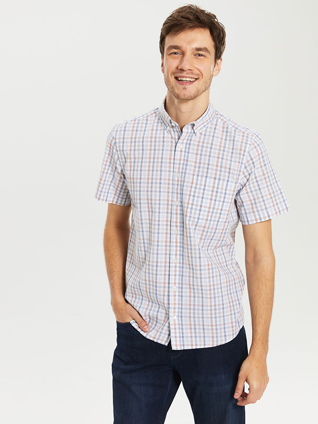 Turuncu Poplin Erkek Gömlek-3