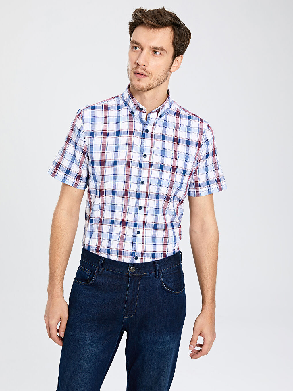 Kırmızı Poplin Erkek Gömlek