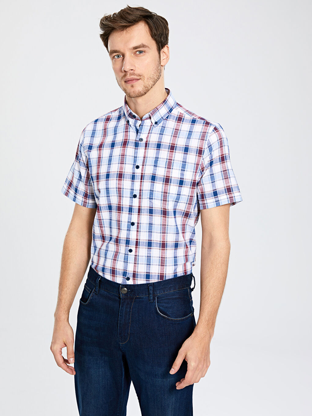 Kırmızı Poplin Erkek Gömlek-1