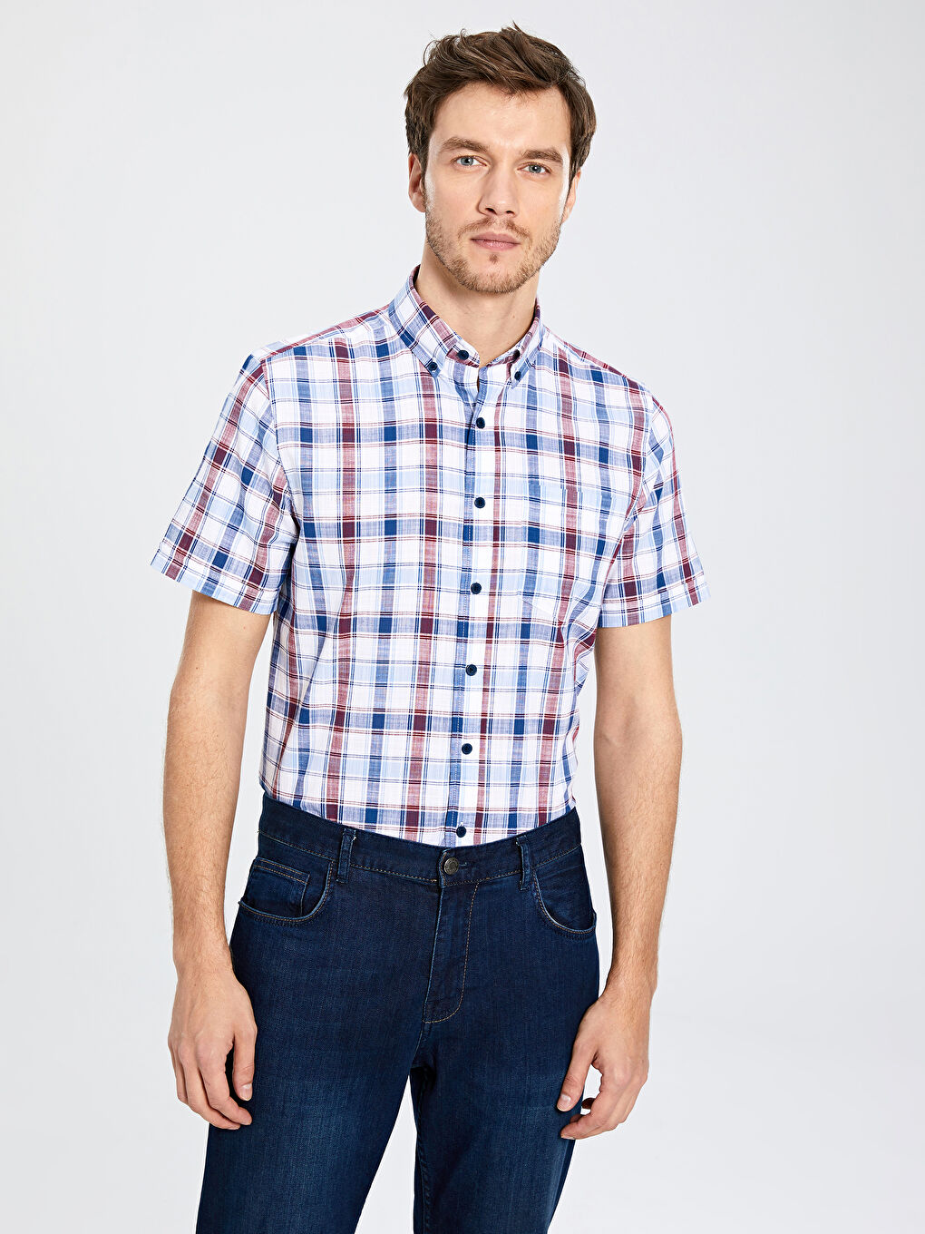 Kırmızı Poplin Erkek Gömlek-2