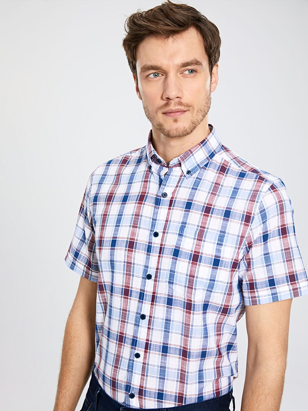 Kırmızı Poplin Erkek Gömlek-3