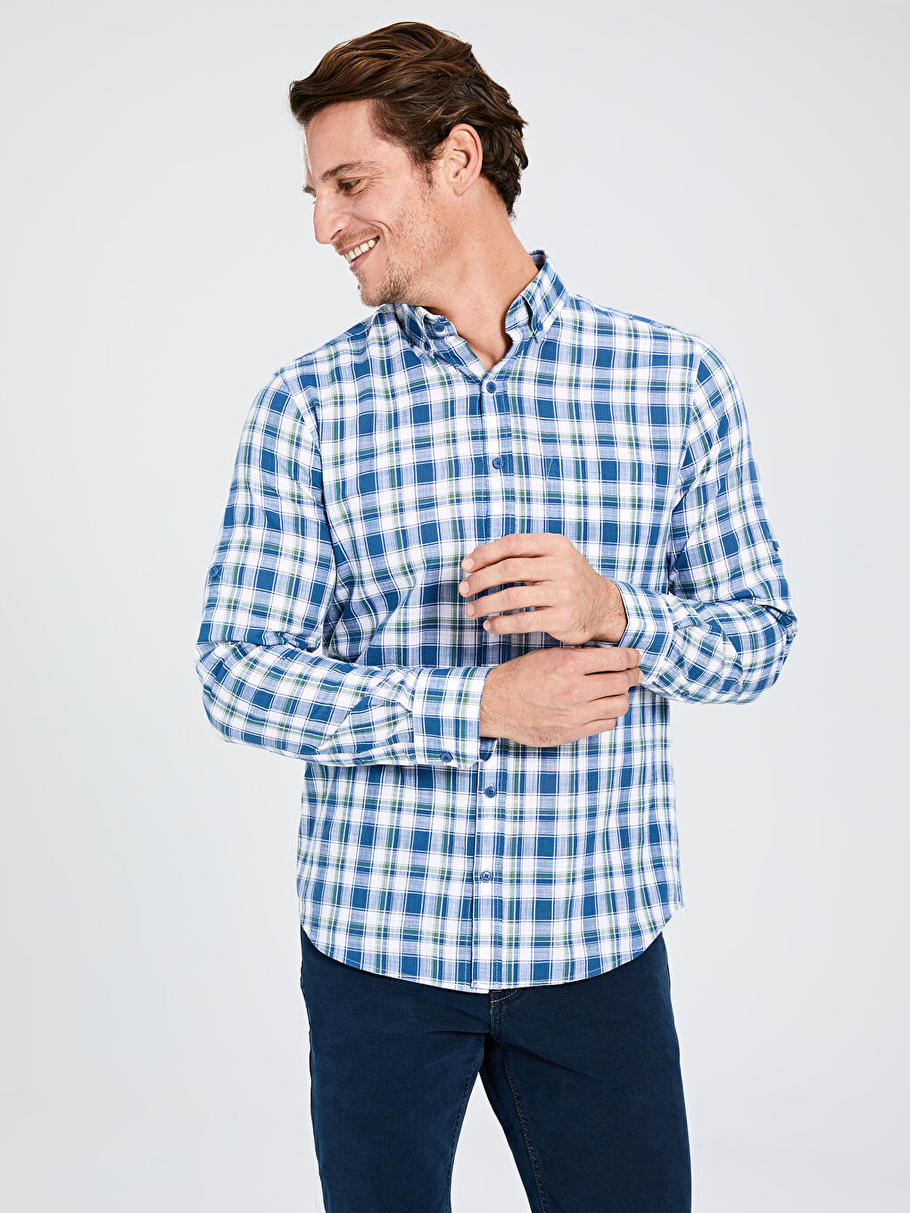 Yeşil Poplin Erkek Gömlek-1