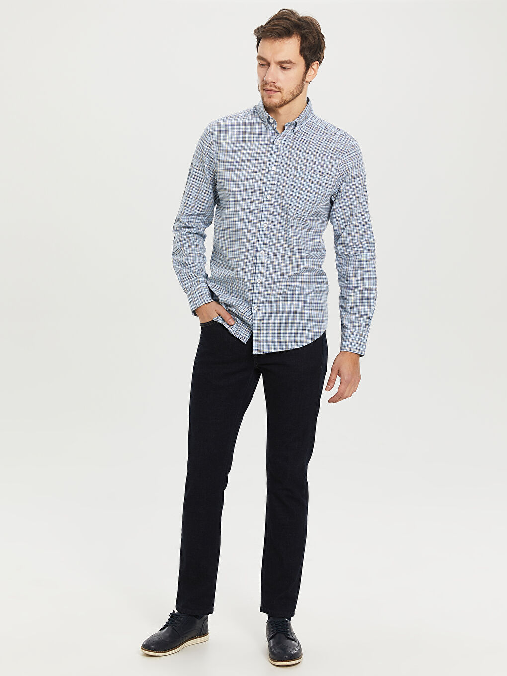 Mavi Poplin Erkek Gömlek-3