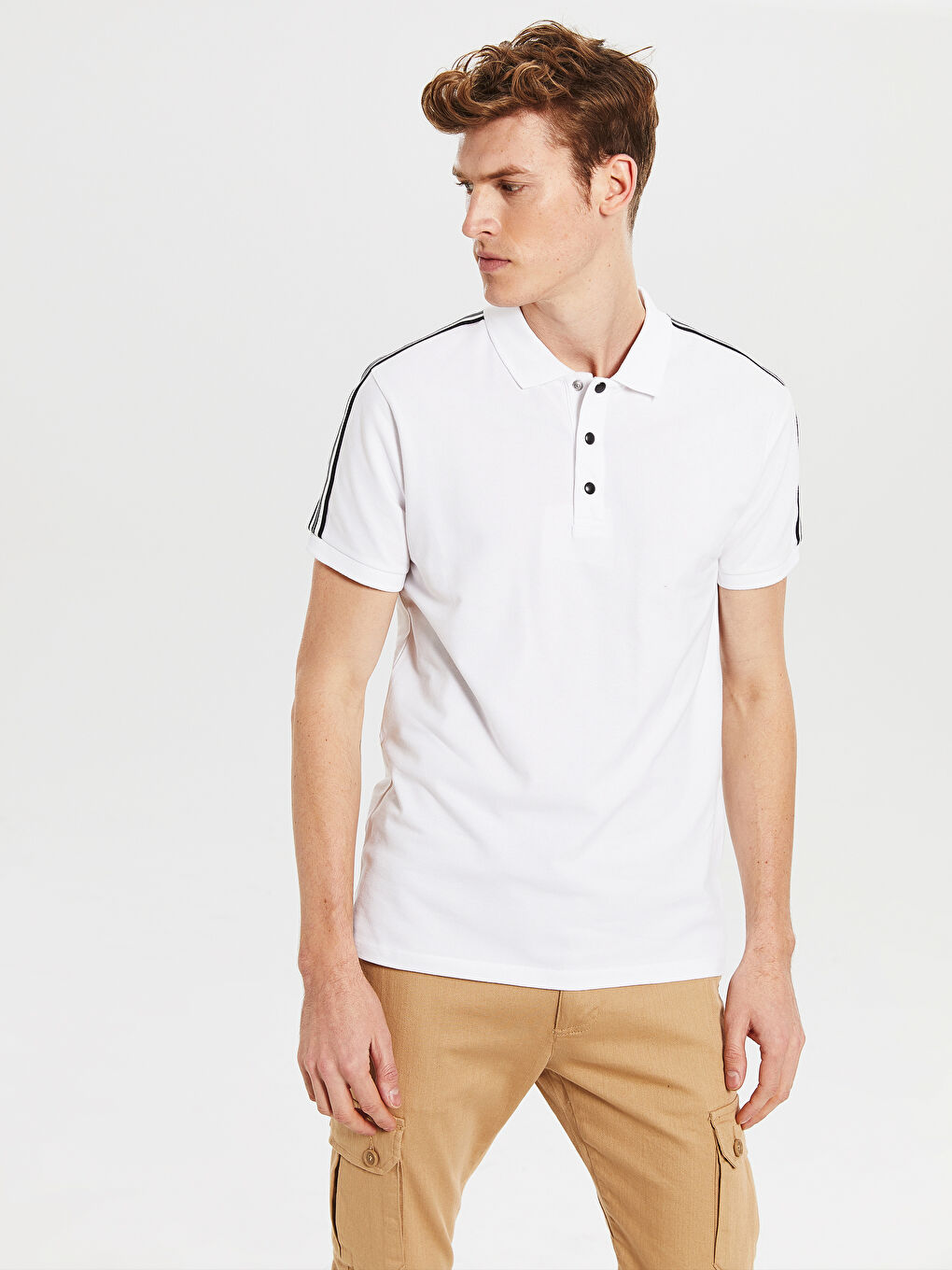 Beyaz Pike Erkek Tişört