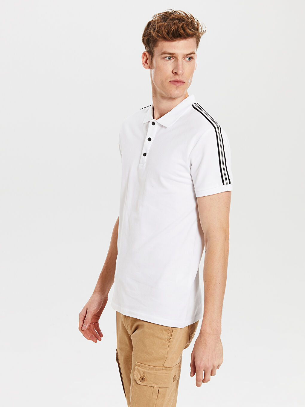 Beyaz Pike Erkek Tişört-1