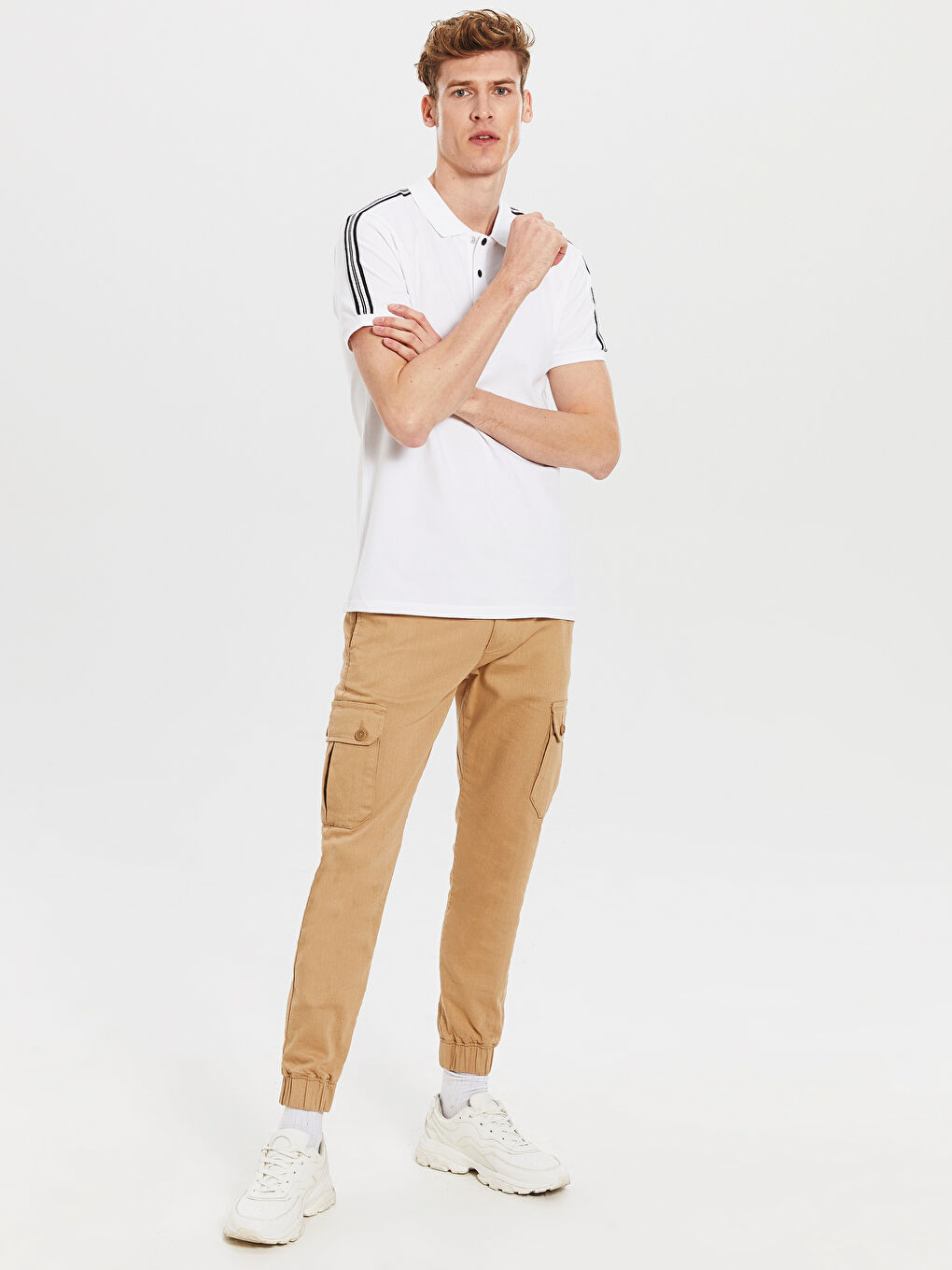 Beyaz Pike Erkek Tişört-3