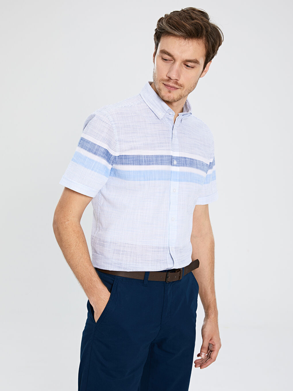 Mavi Poplin Erkek Gömlek