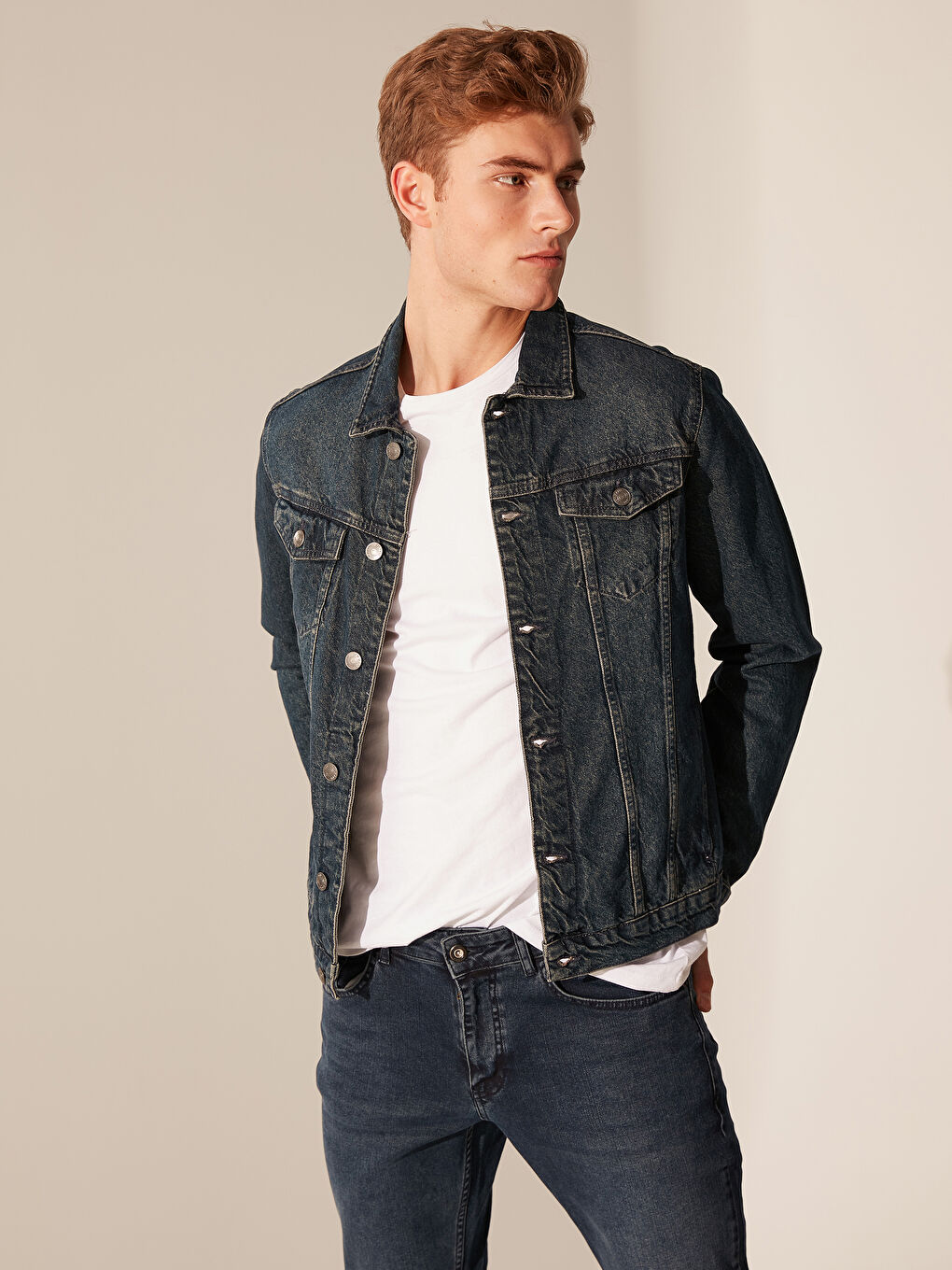 Yeşil Erkek Jean Ceket-1