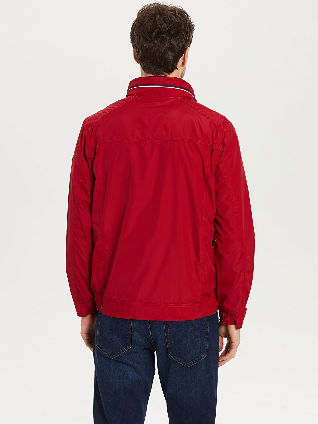 Kırmızı Standart Kalıp Dik Yaka İnce Erkek Mont-4