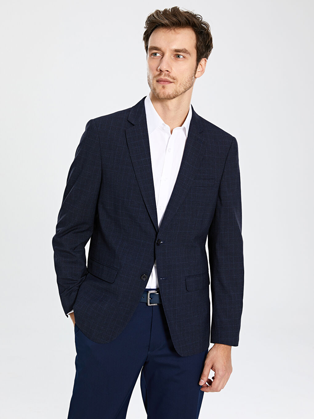 Lacivert Standart Kalıp Erkek Blazer Ceket-1