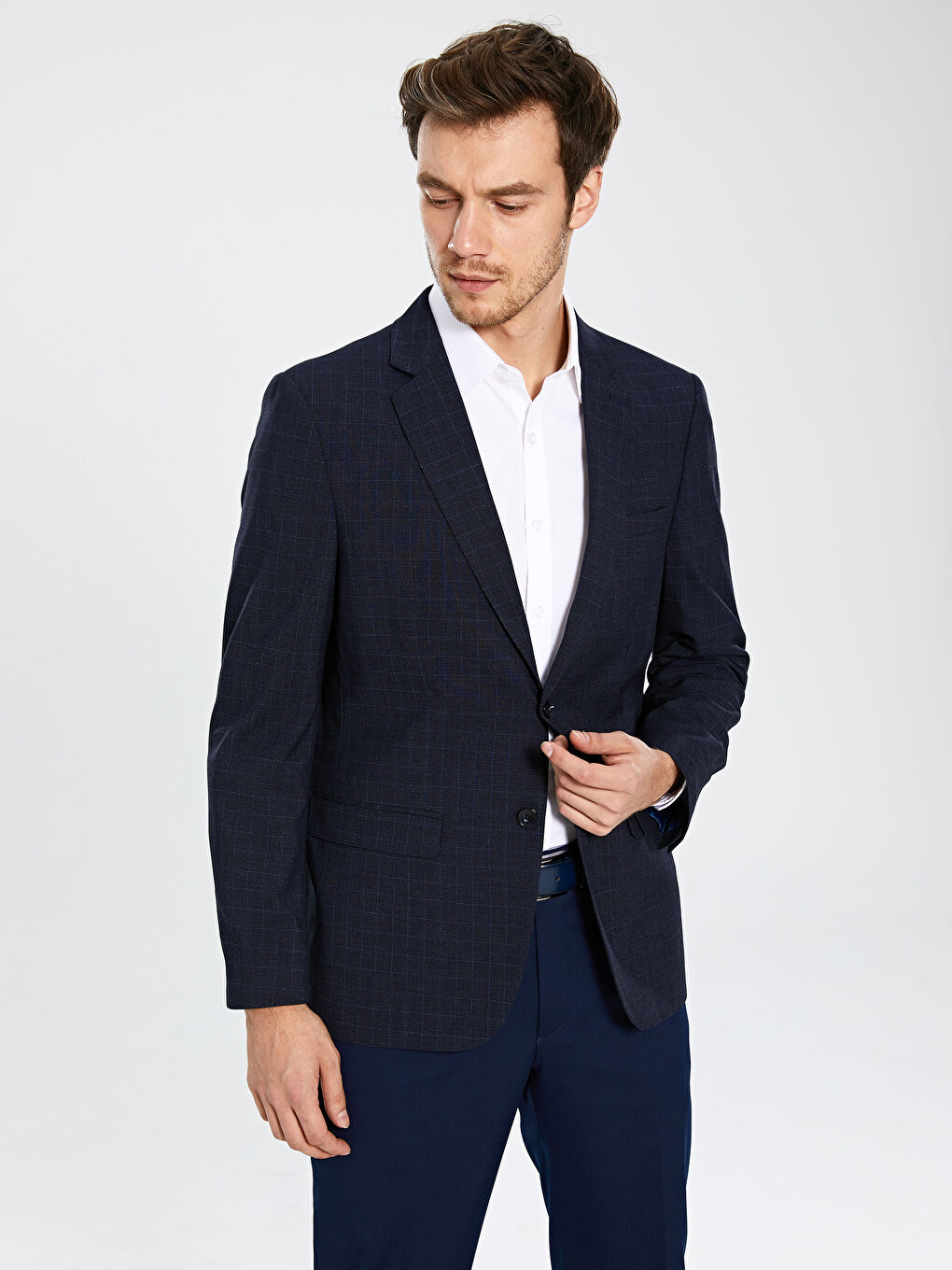 Lacivert Standart Kalıp Erkek Blazer Ceket-2